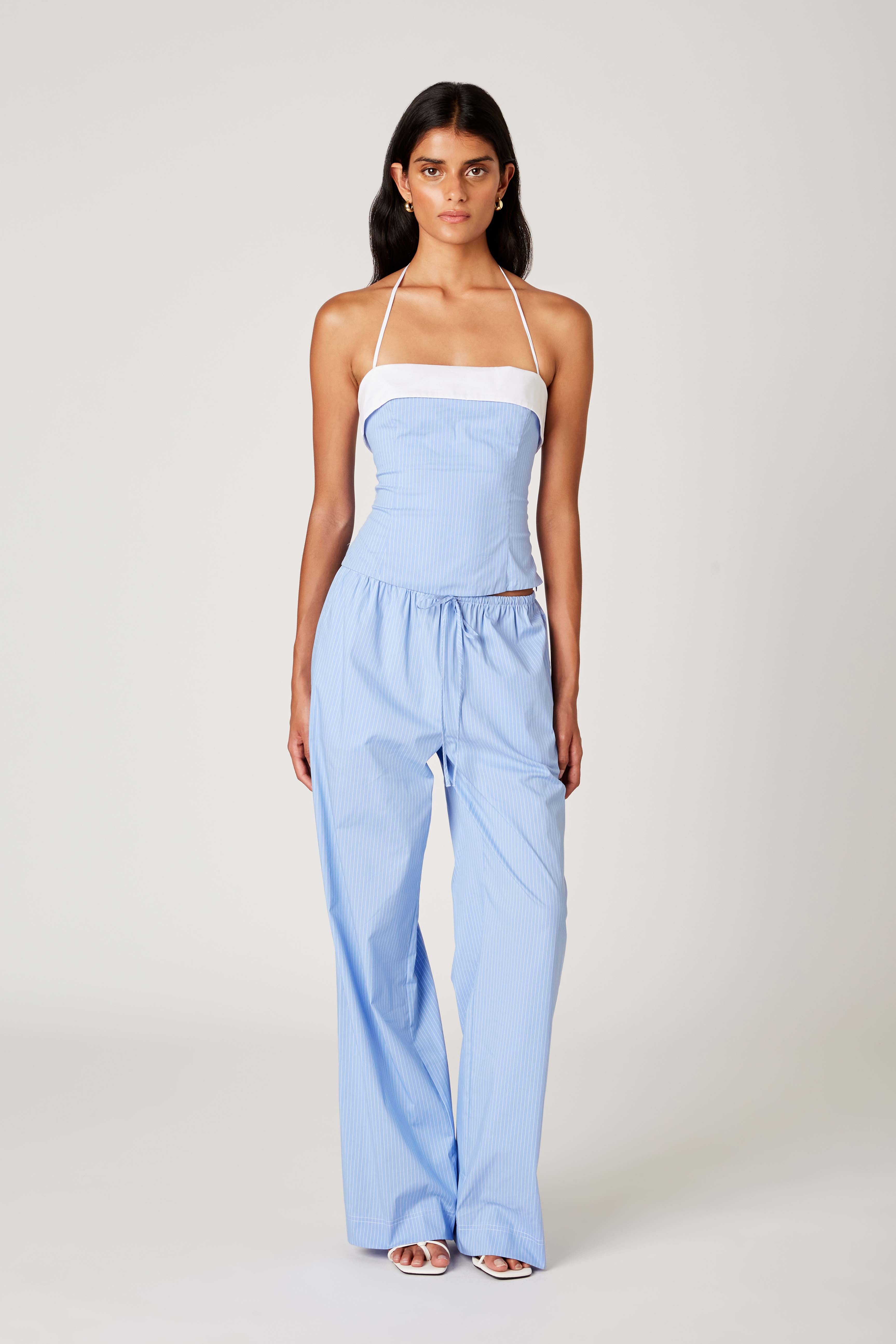 Lacey Pant in chambray front view