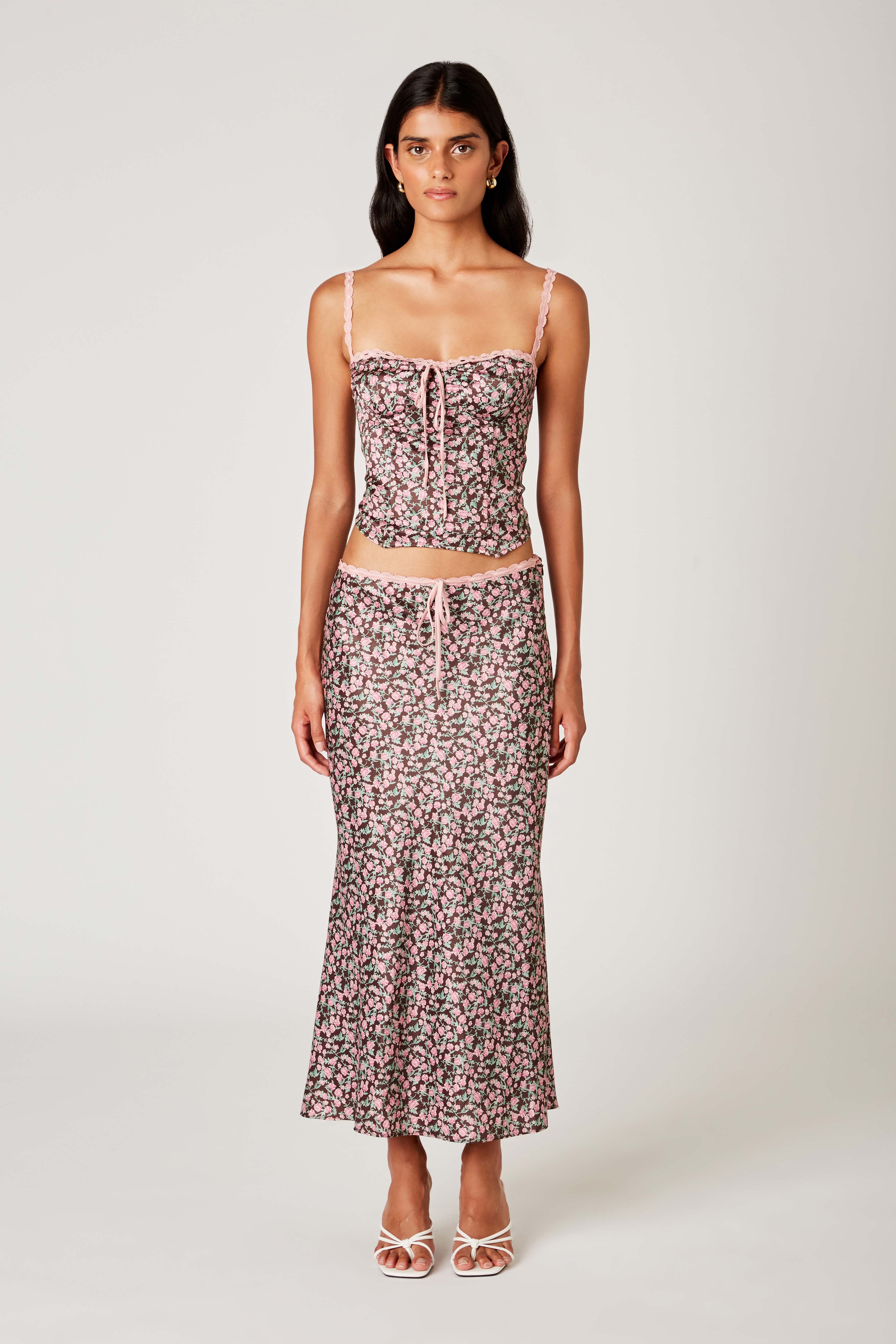 Nathalia Skirt in brown front view