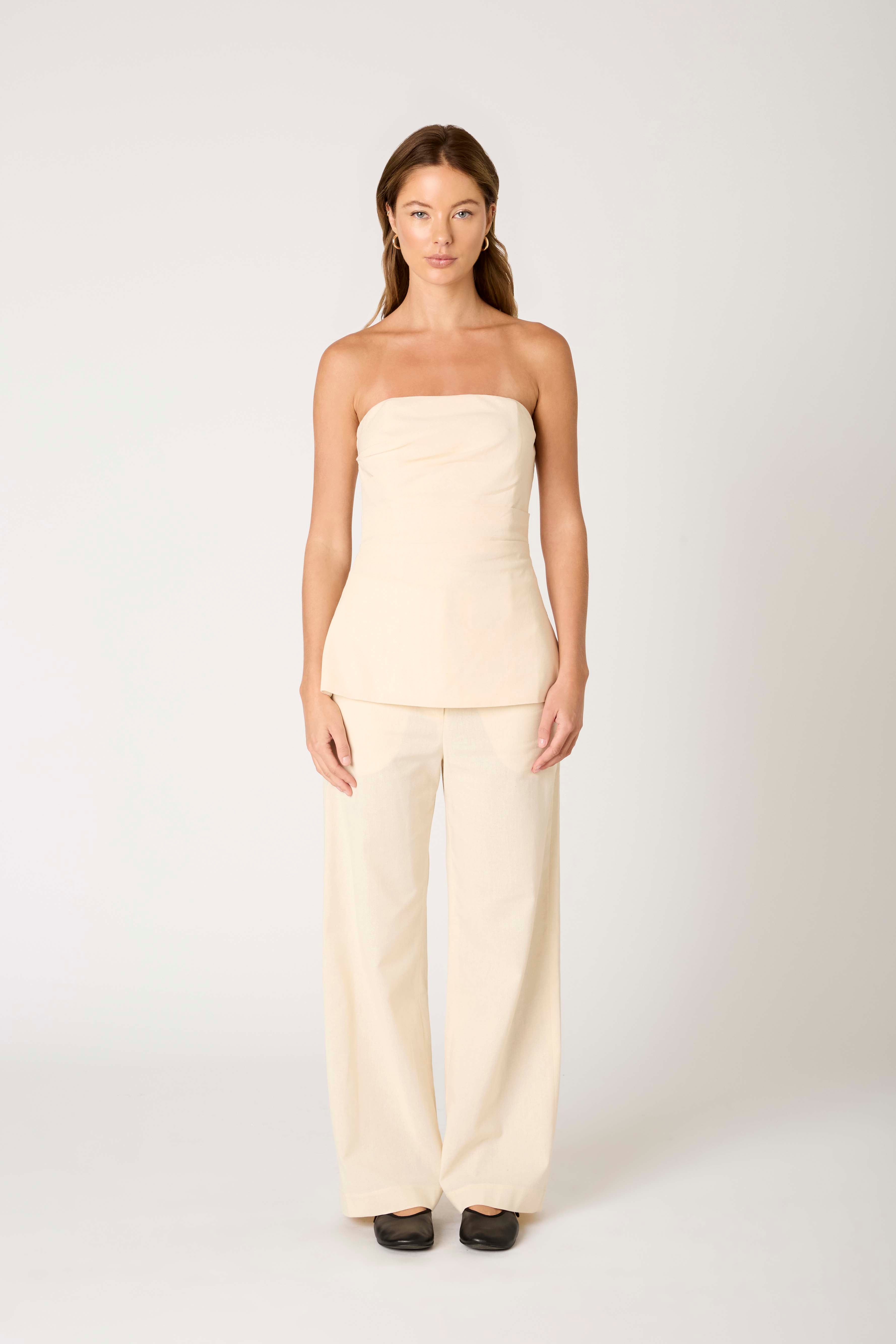 Parker Trouser in ecru front view