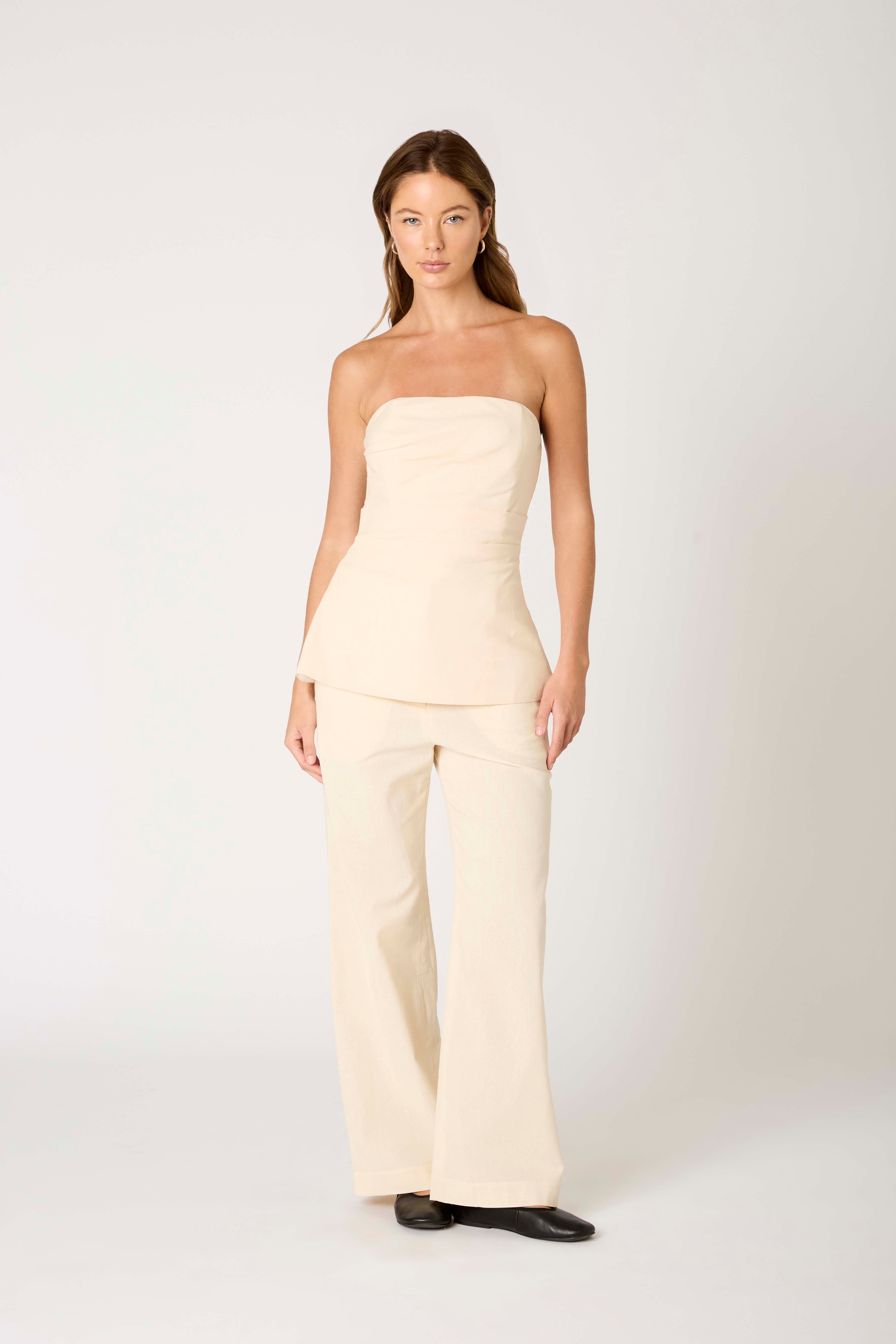Parker Trouser in ecru front view