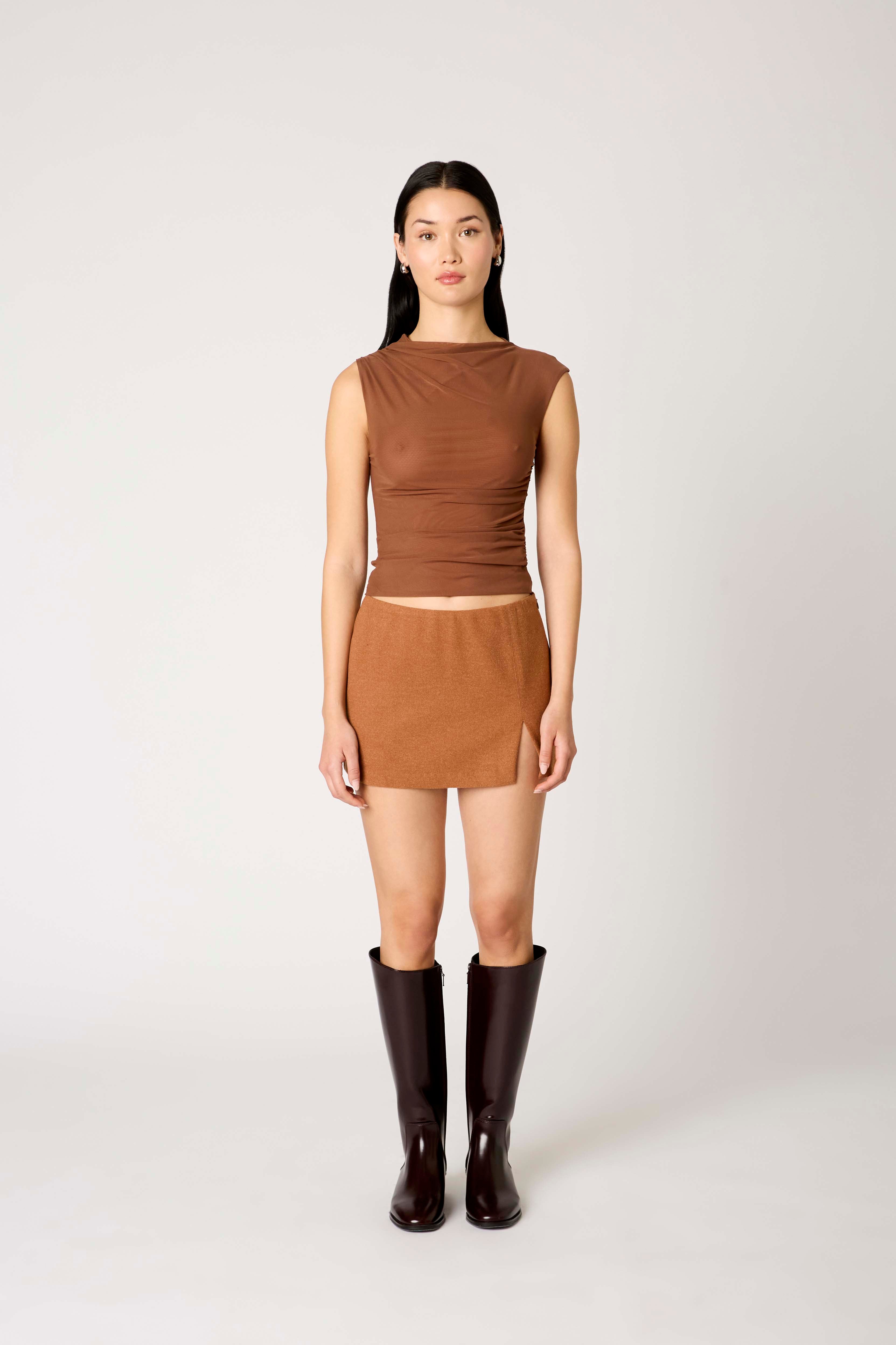 Zella Skort in camel front view