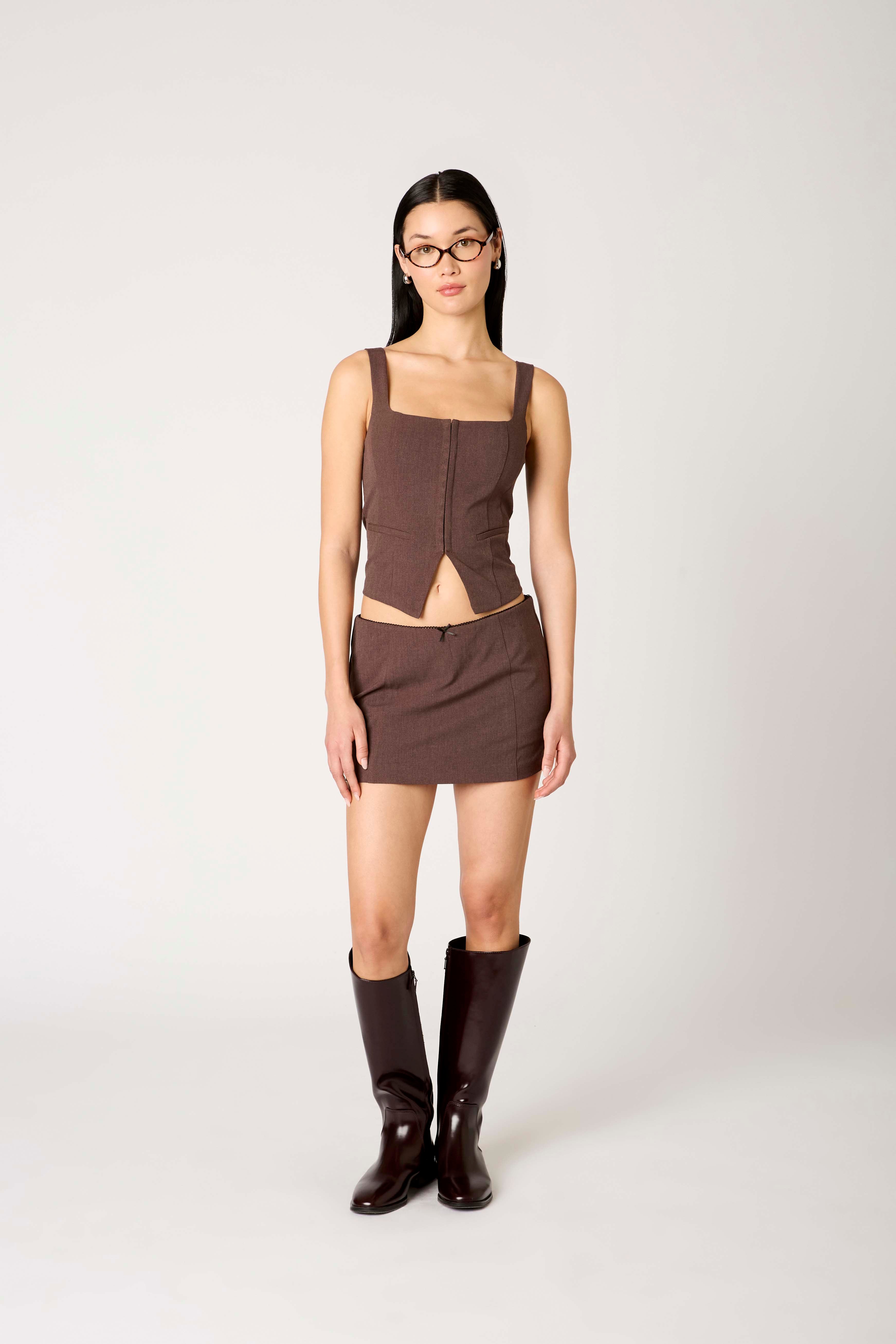 Zina Skort in brown front view
