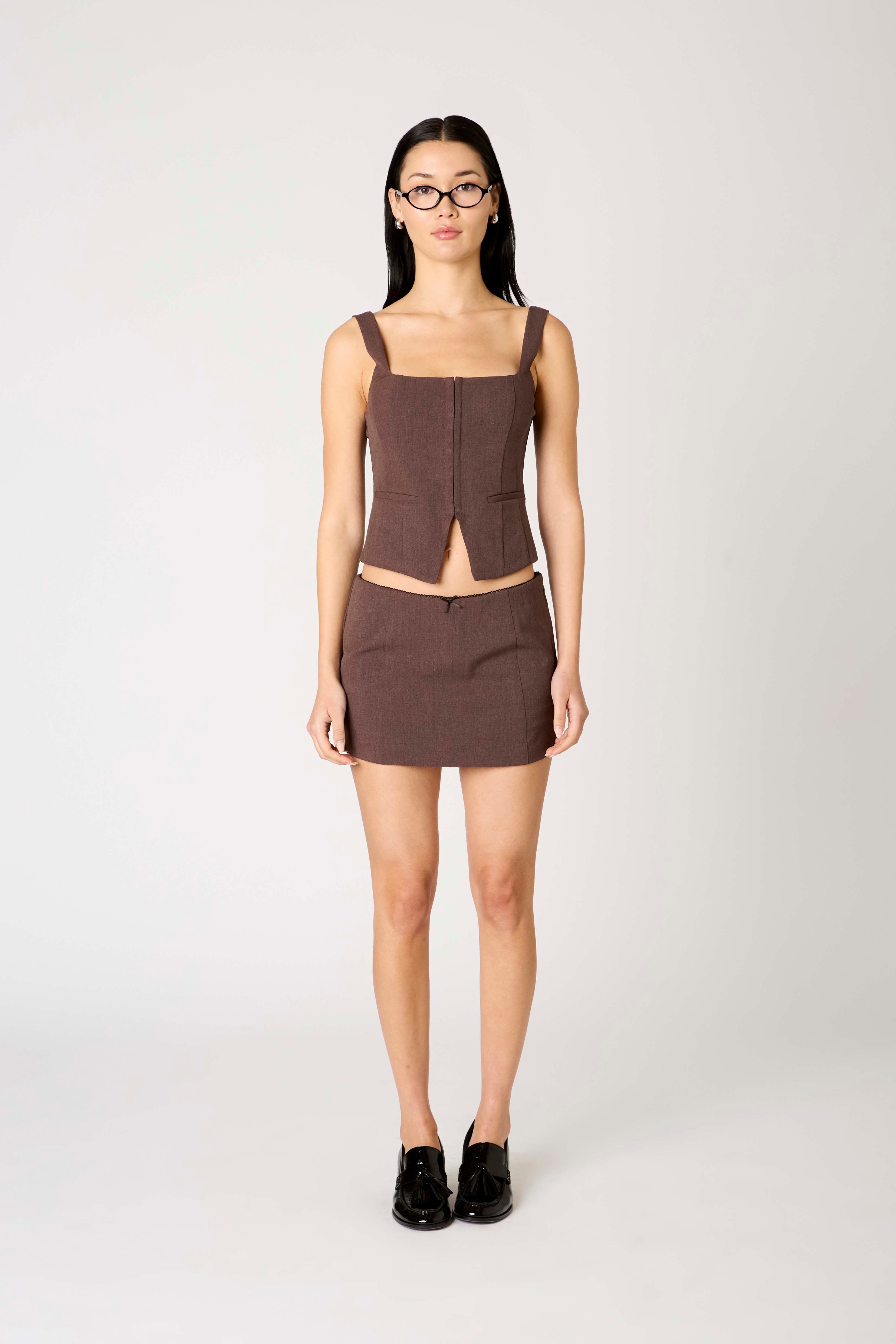 Zina Skort in brown front view