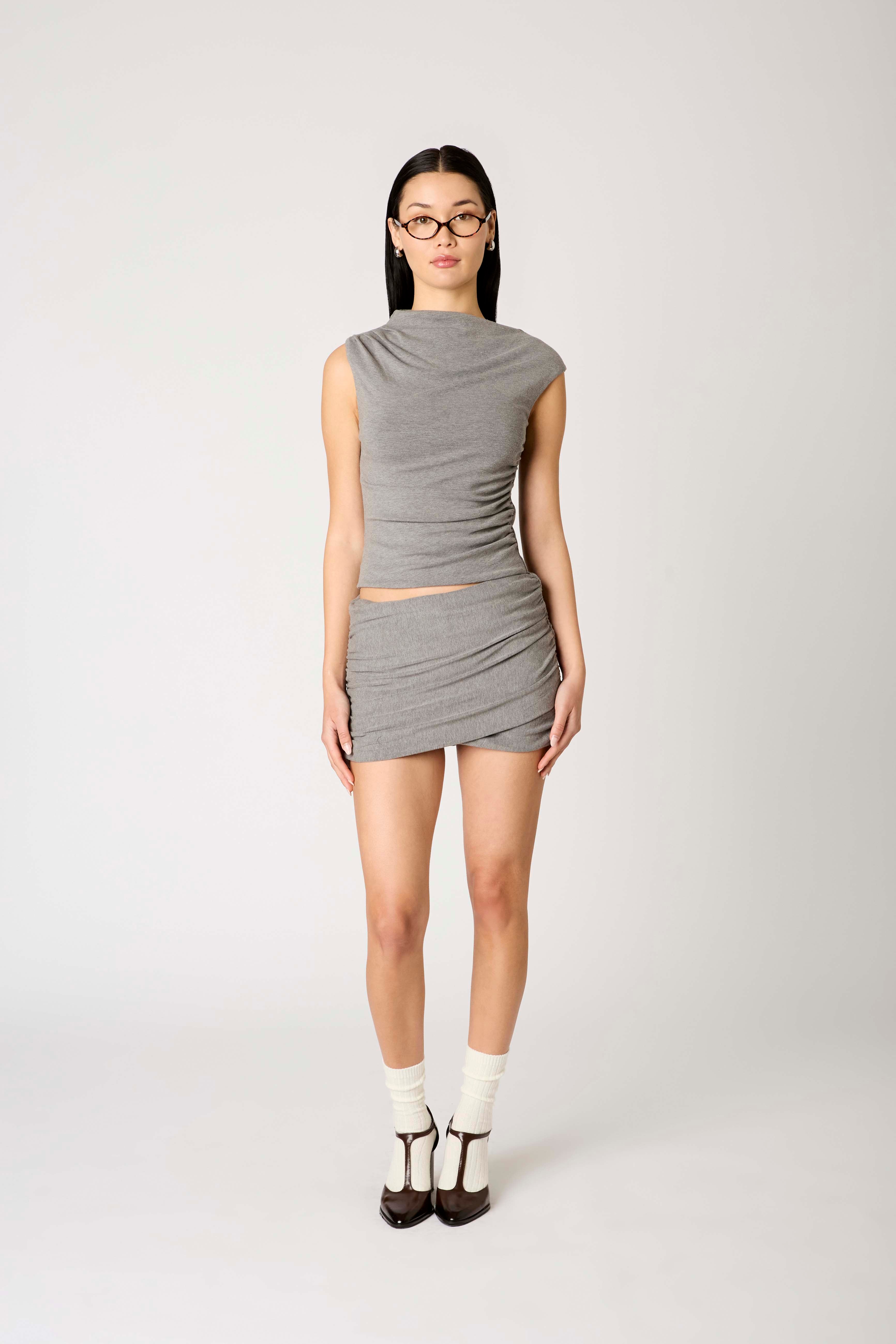 Gaia Skort in heather grey front view