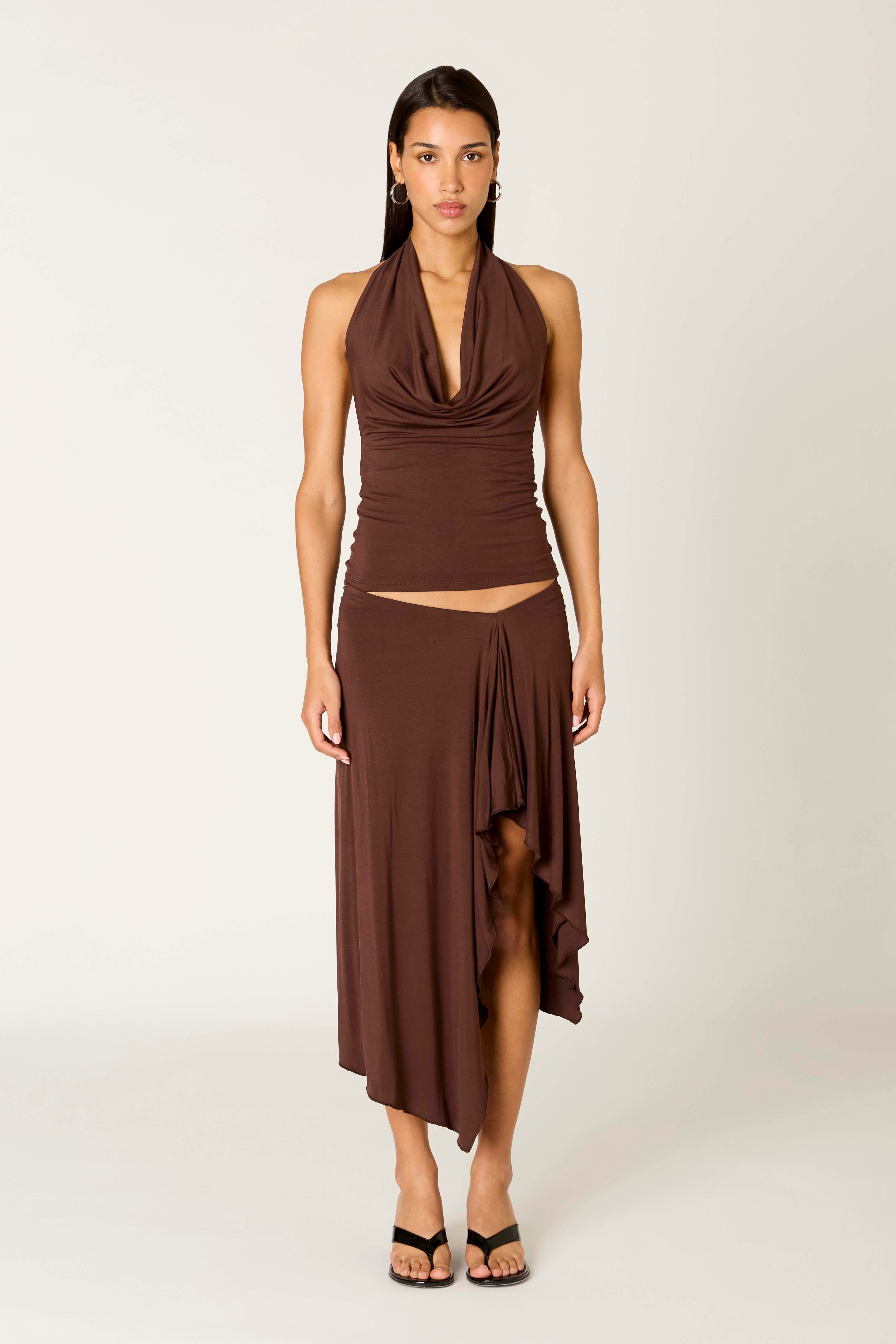 Mar Skirt in coffee front view