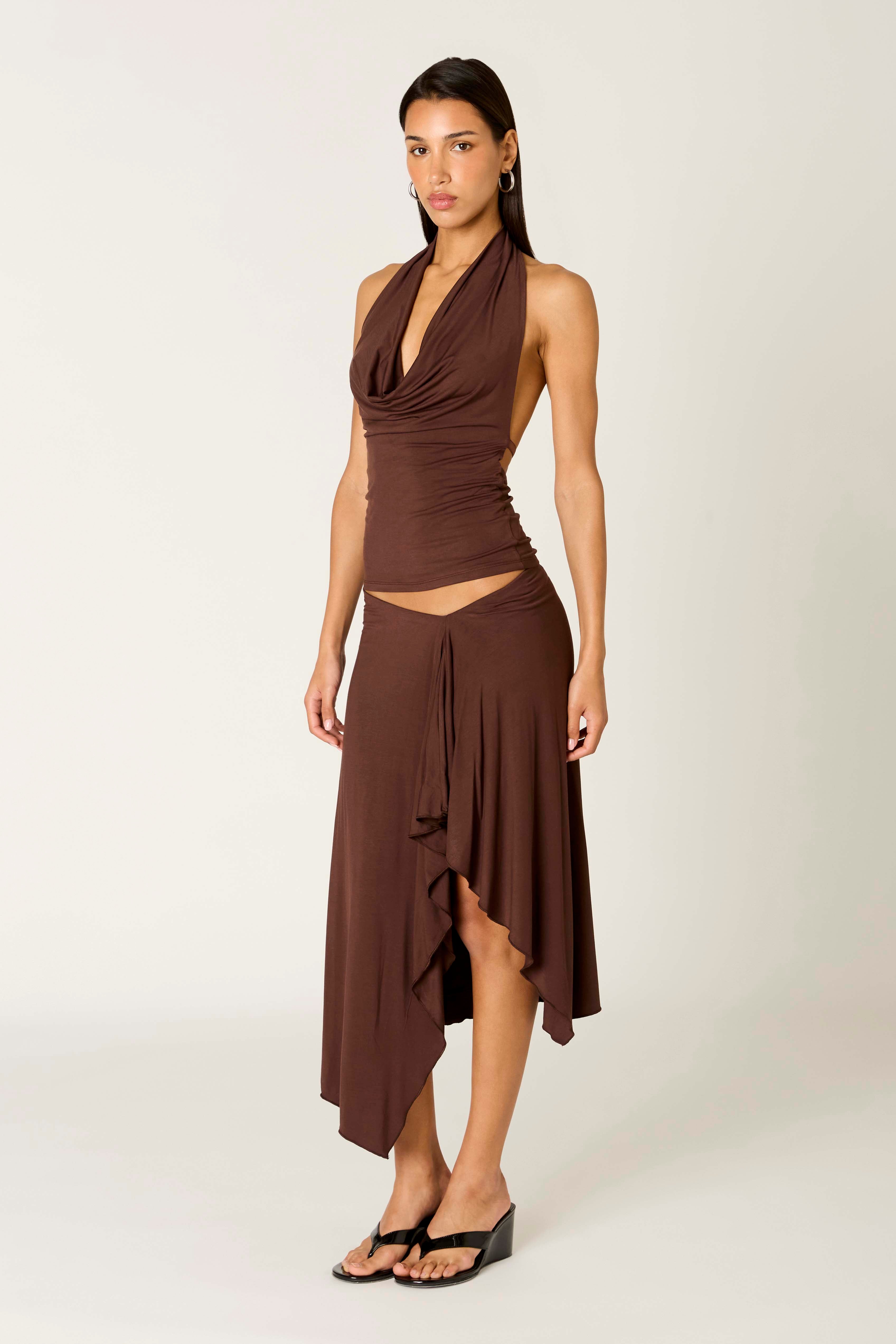 Mar Skirt in coffee side view