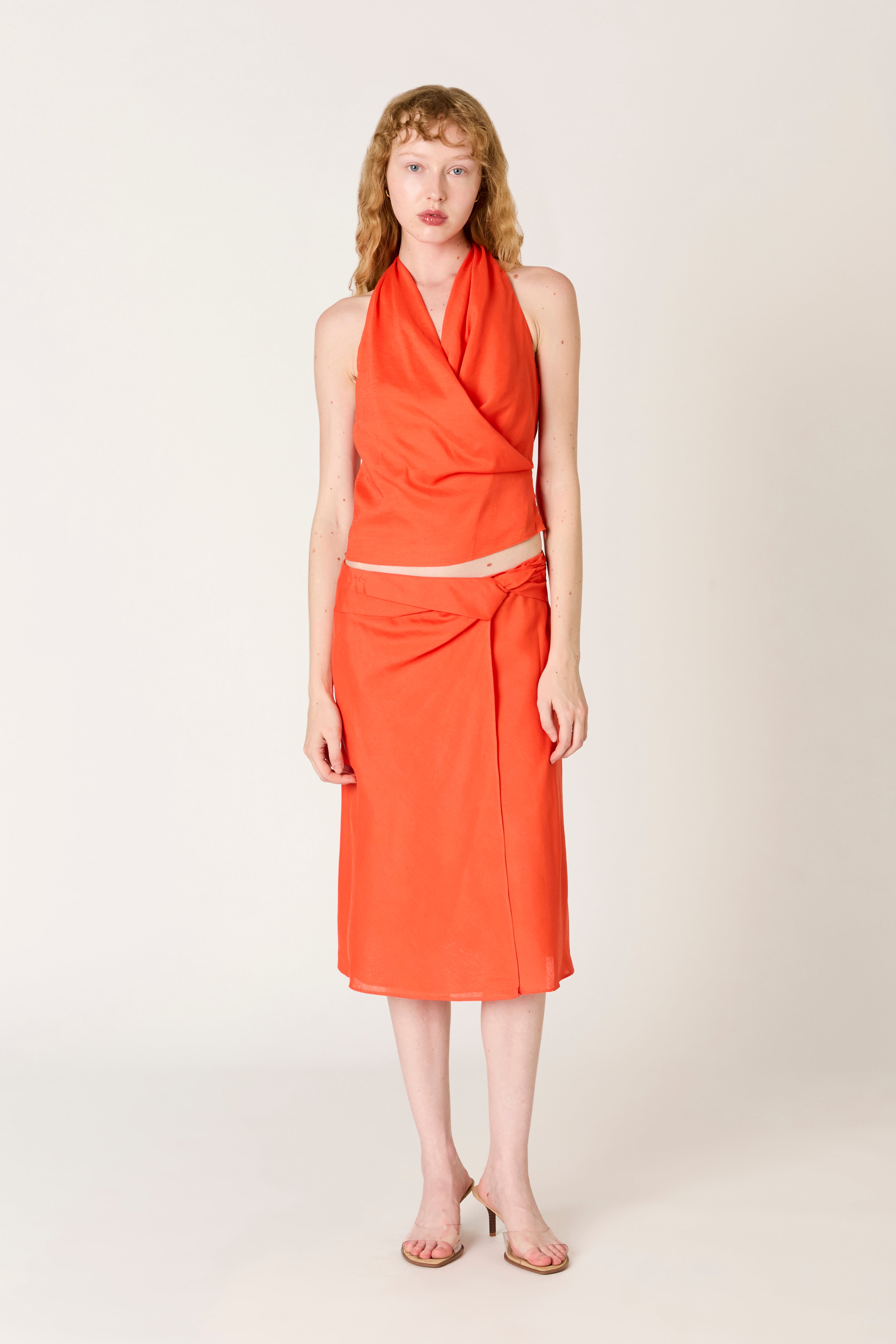 Jazmin Skirt in coral red front view
