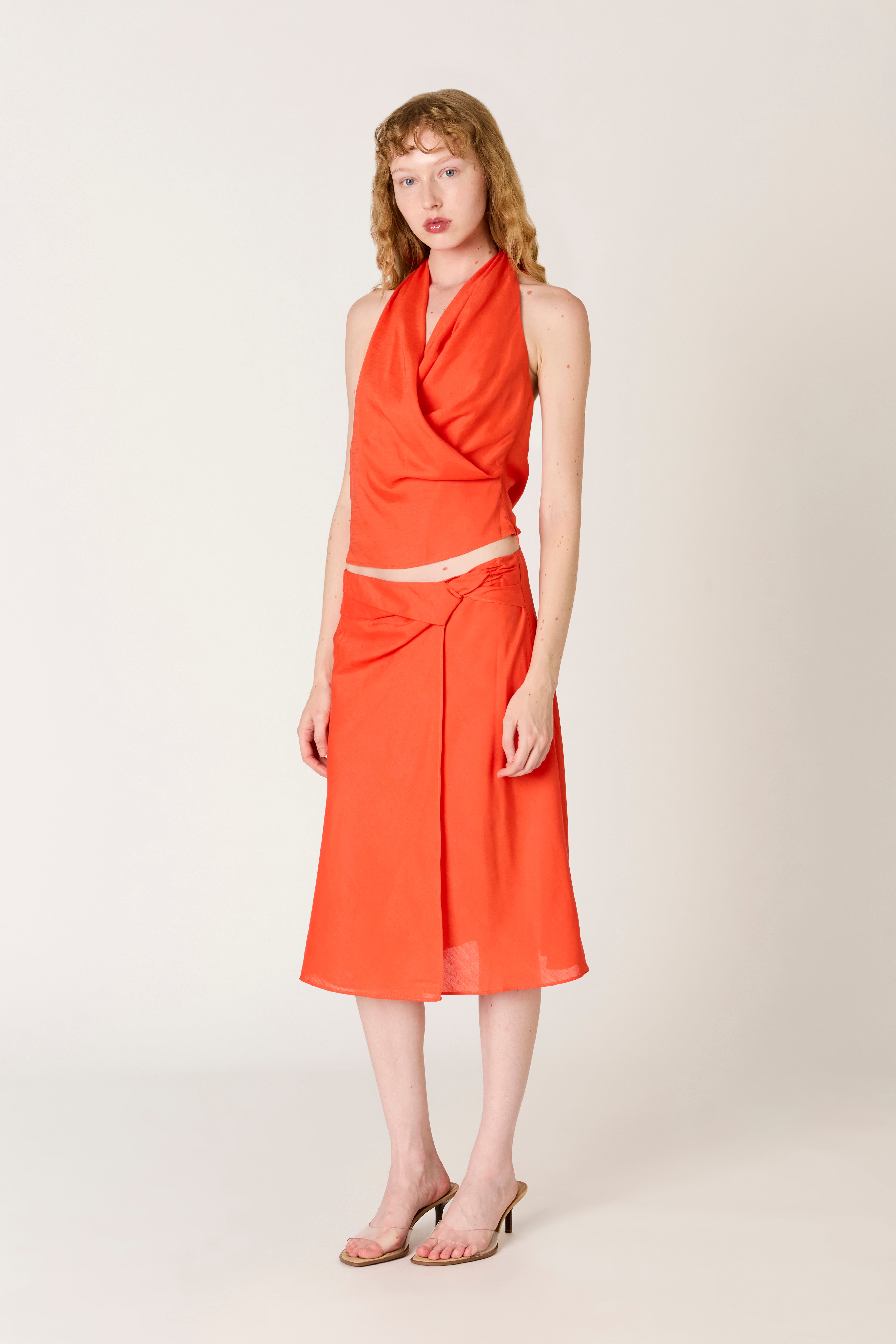 Jazmin Skirt in coral red side view