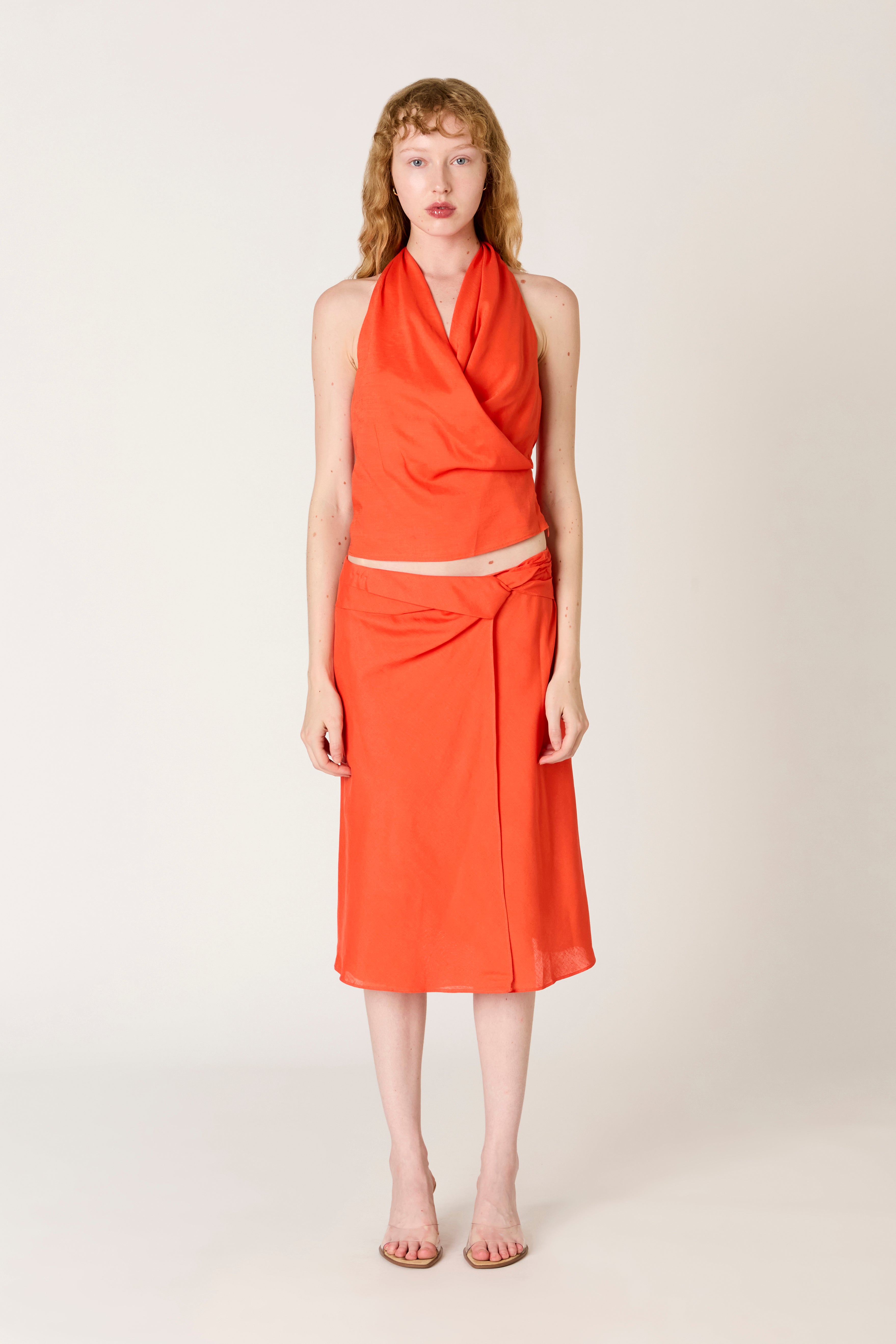 Jazmin Skirt in coral red front view