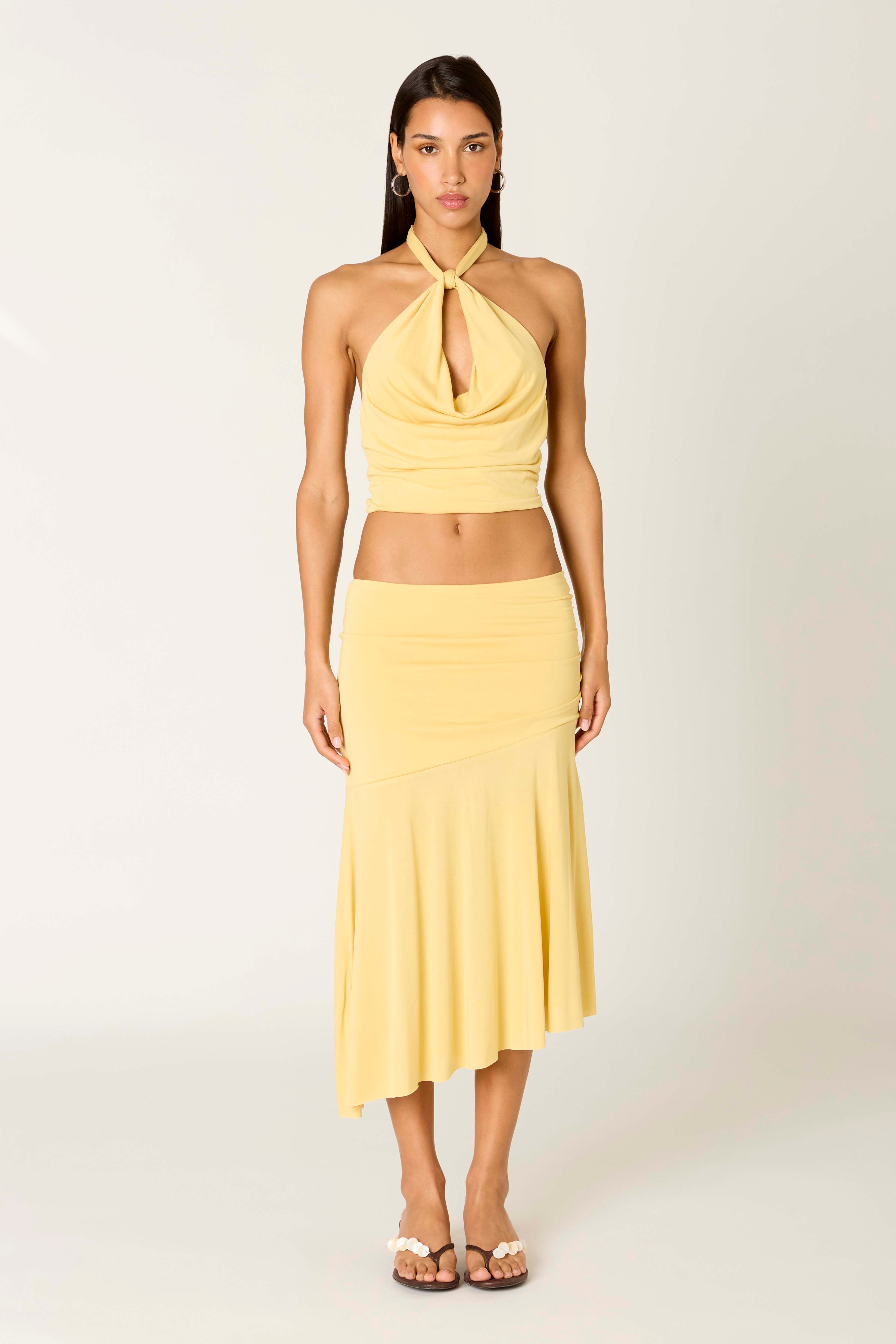 Gioele Skirt in maize front view