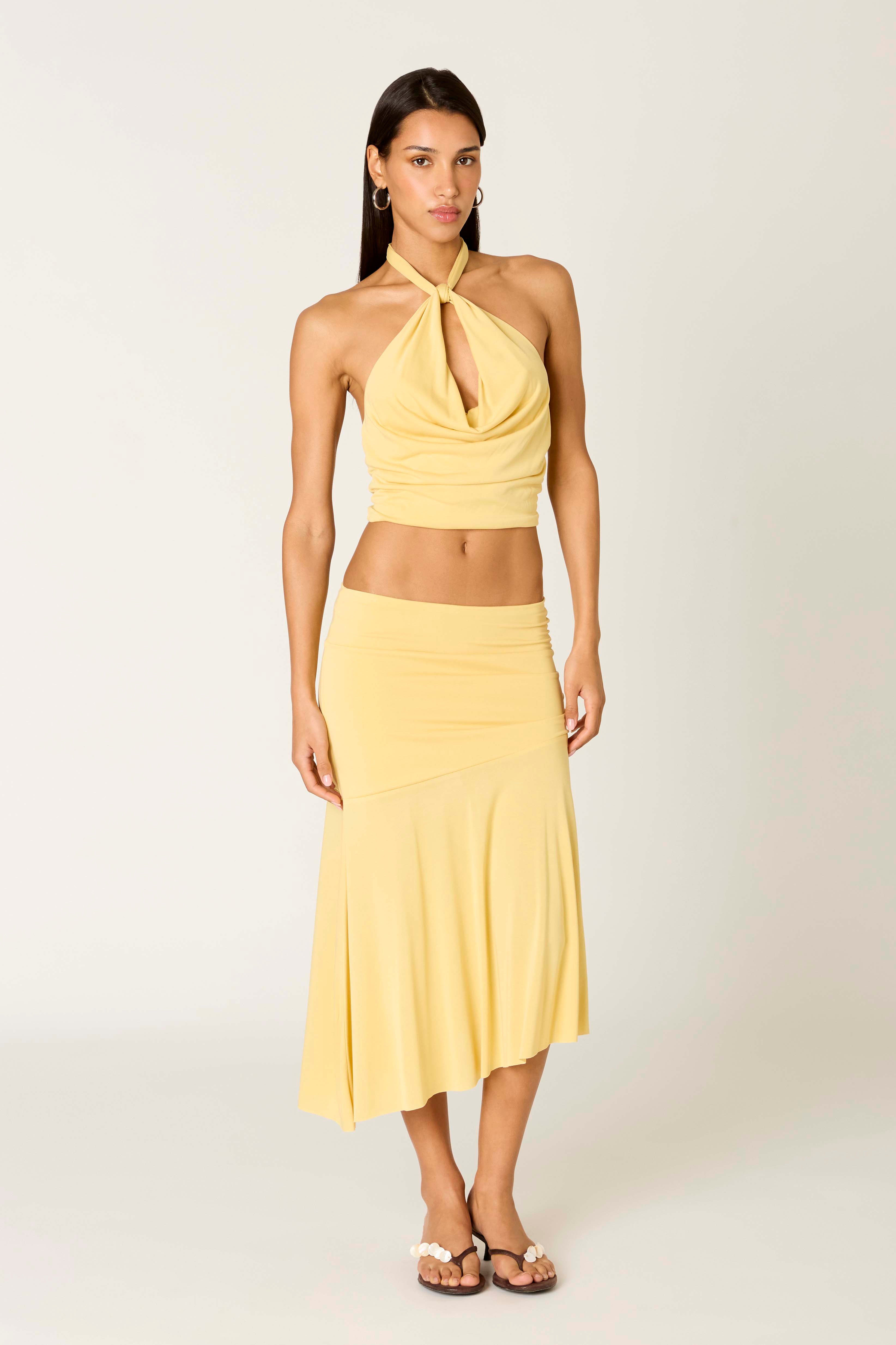 Gioele Skirt in maize front view