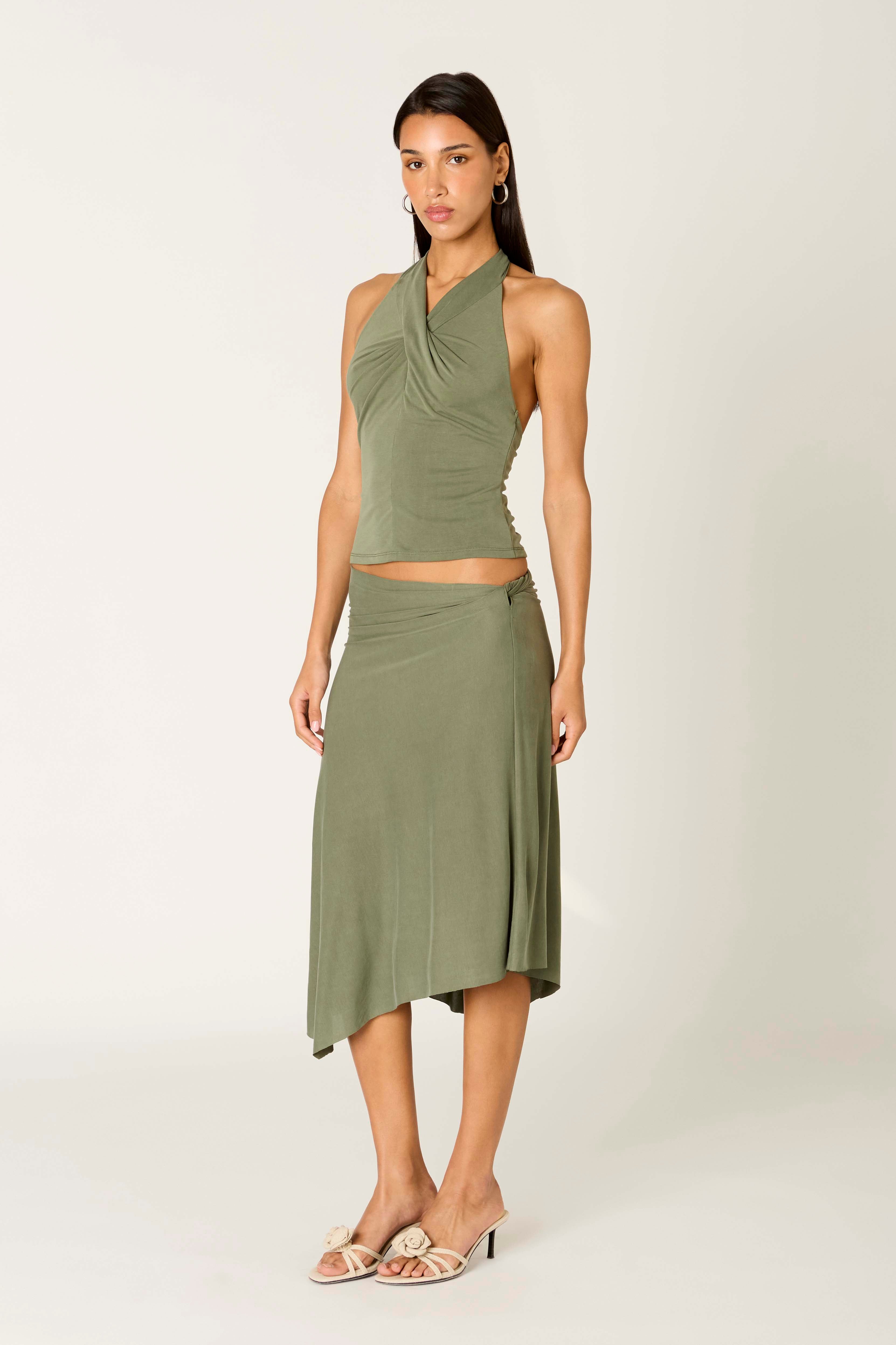 Francesca Skirt in olive side view