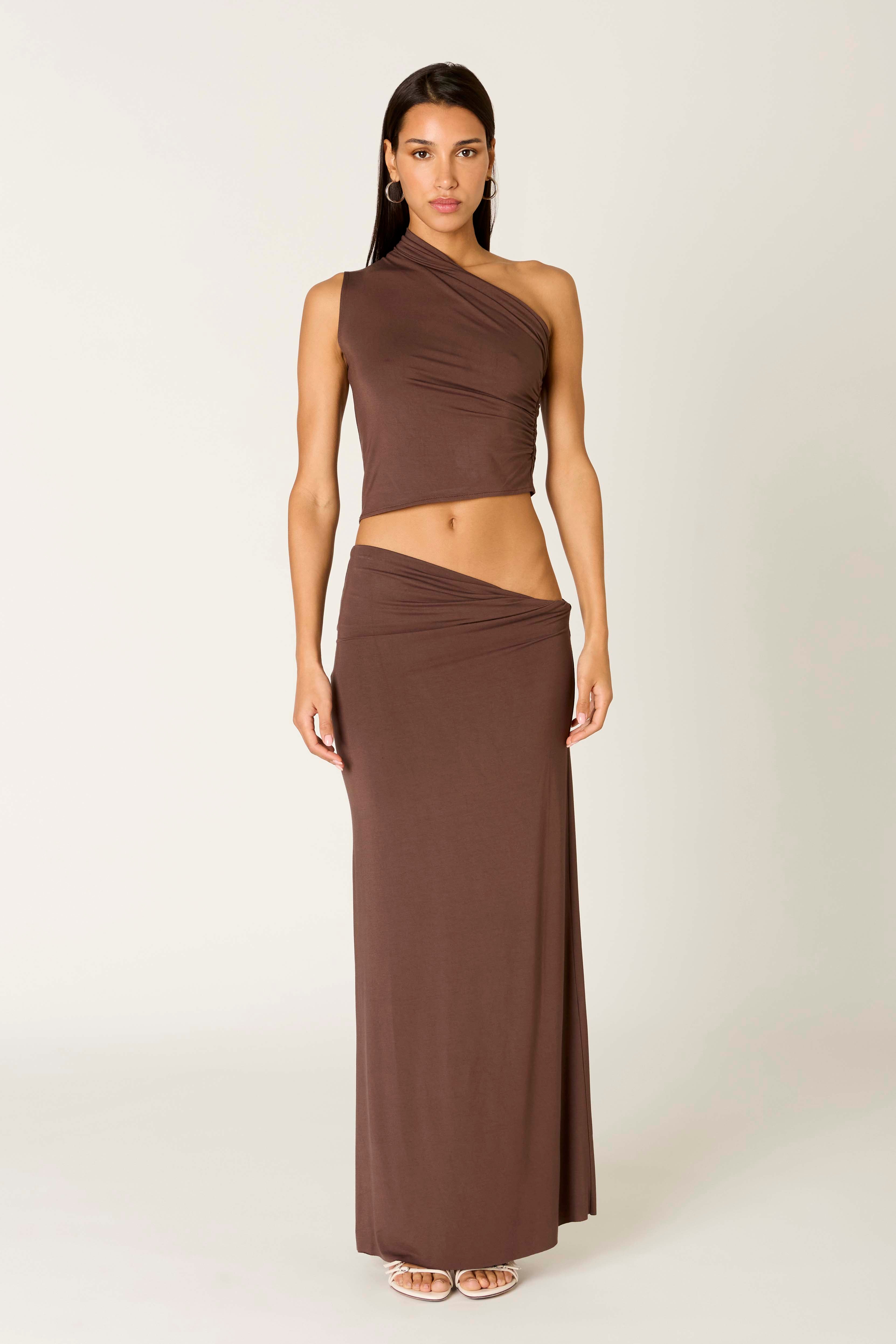 Pietro Skirt in chocolate front view