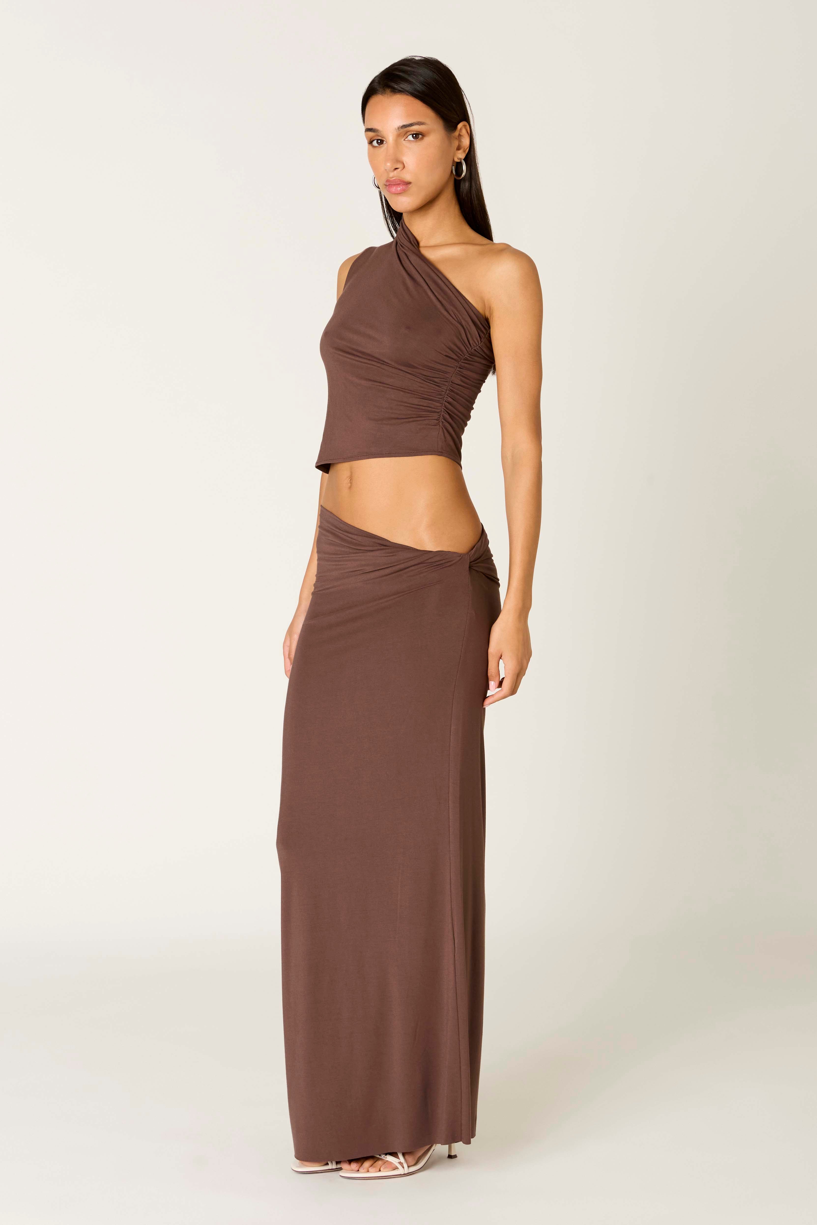Pietro Skirt in chocolate side view