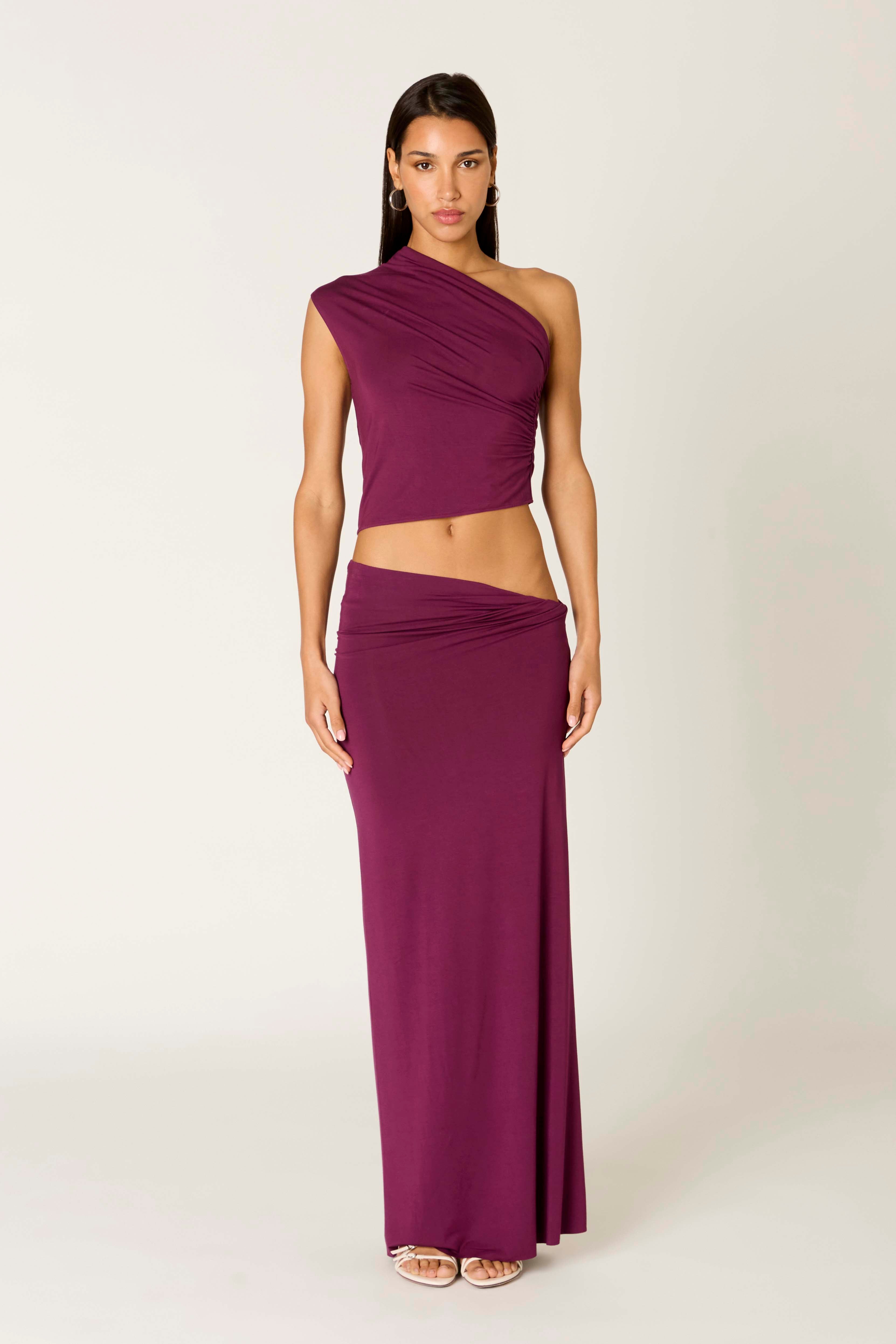 Pietro Skirt in plum front view