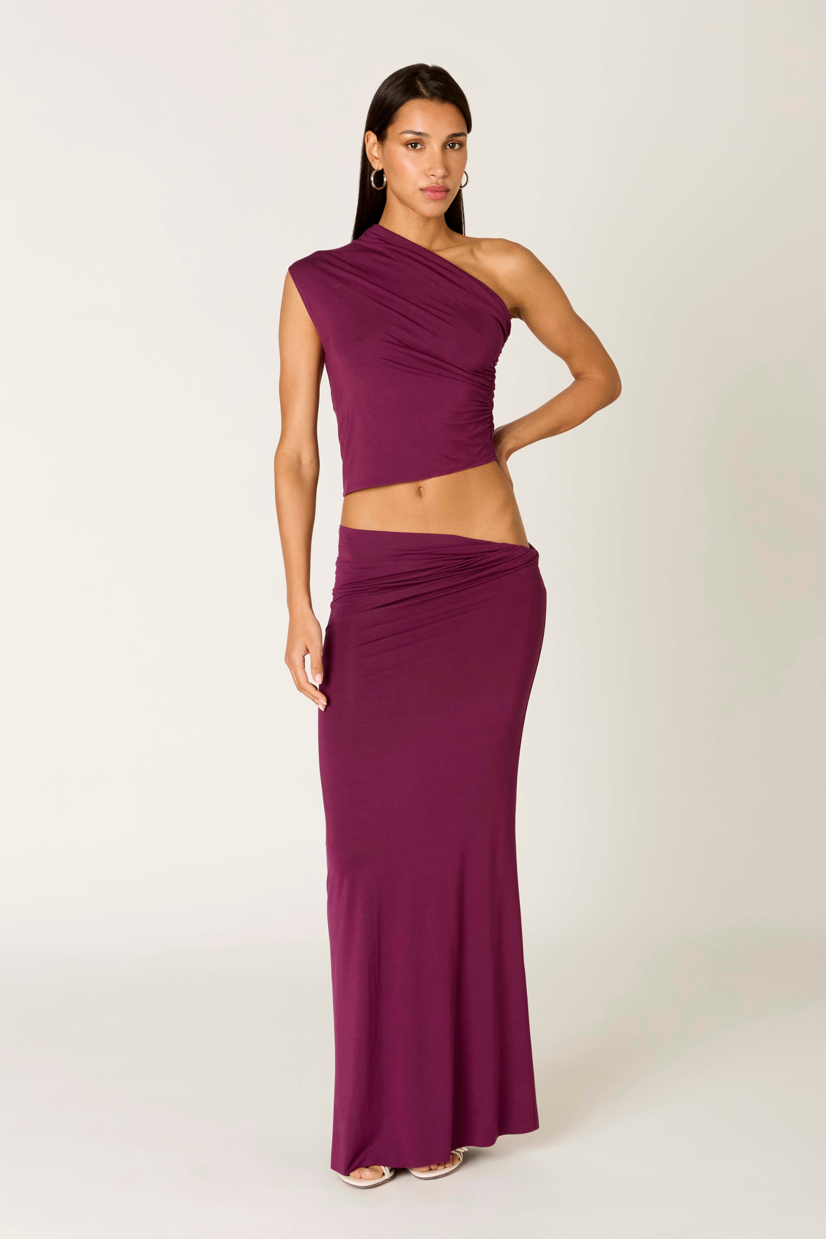 Pietro Skirt in plum front view