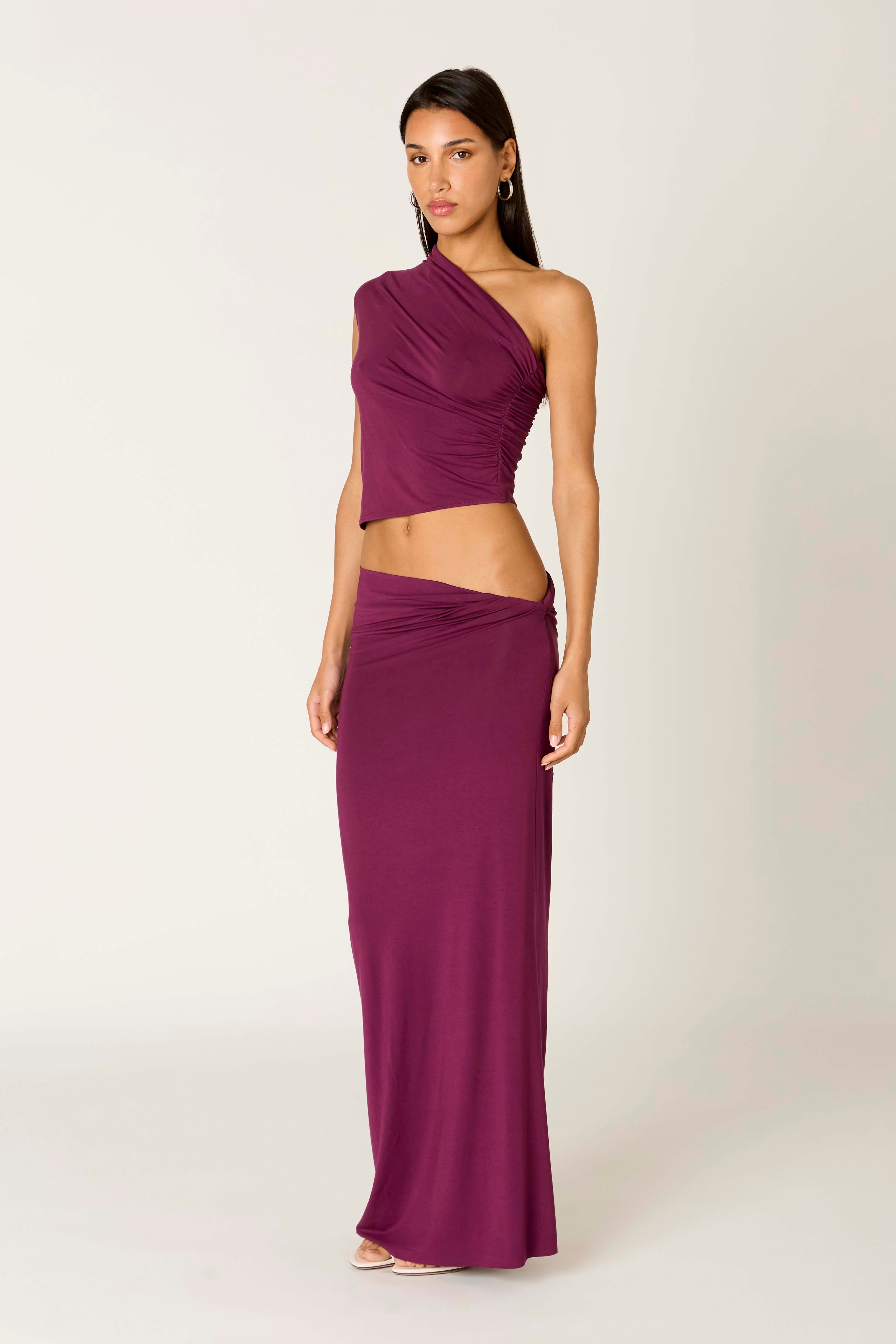 Pietro Skirt in plum side view