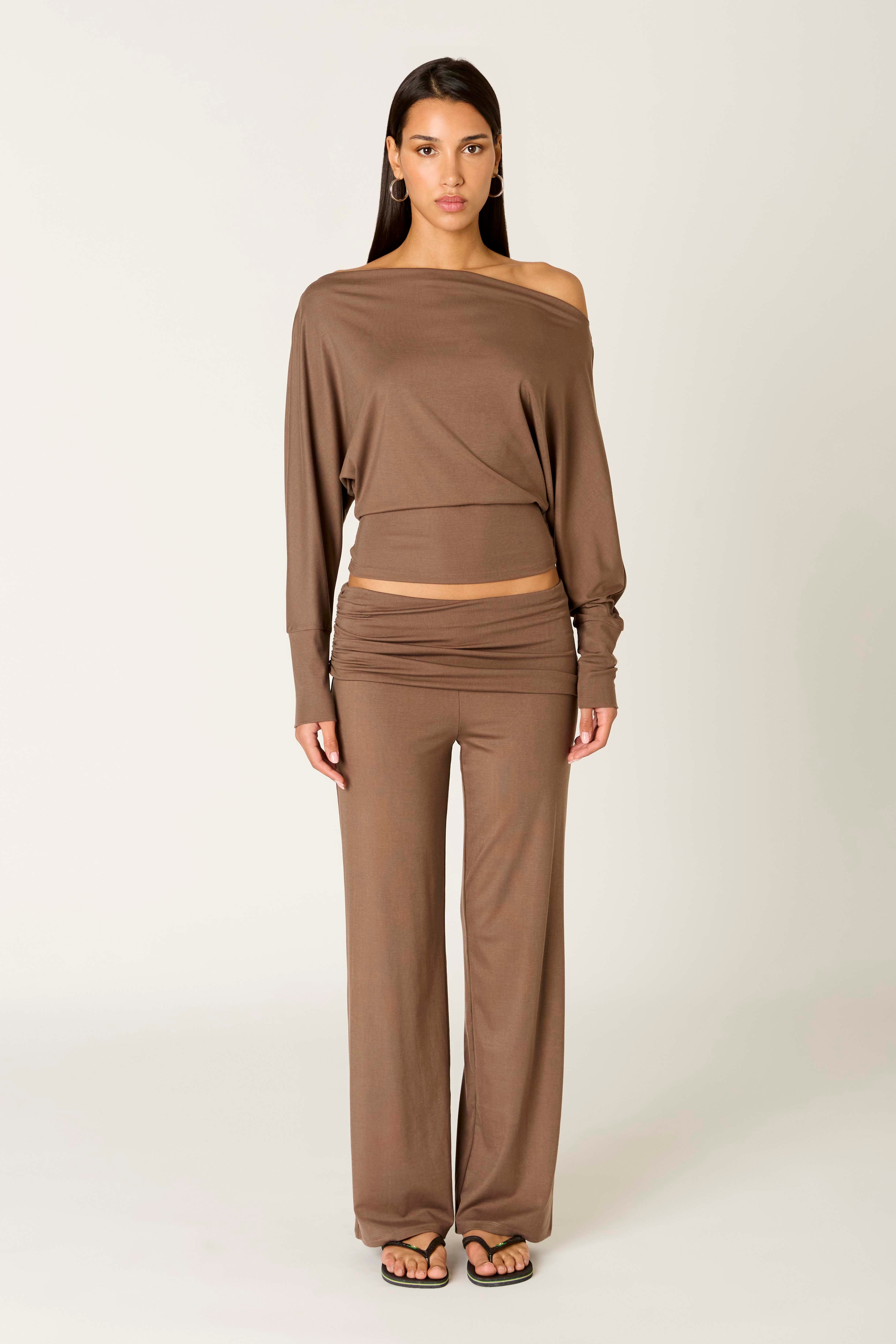 Delfina Pant in sable front view