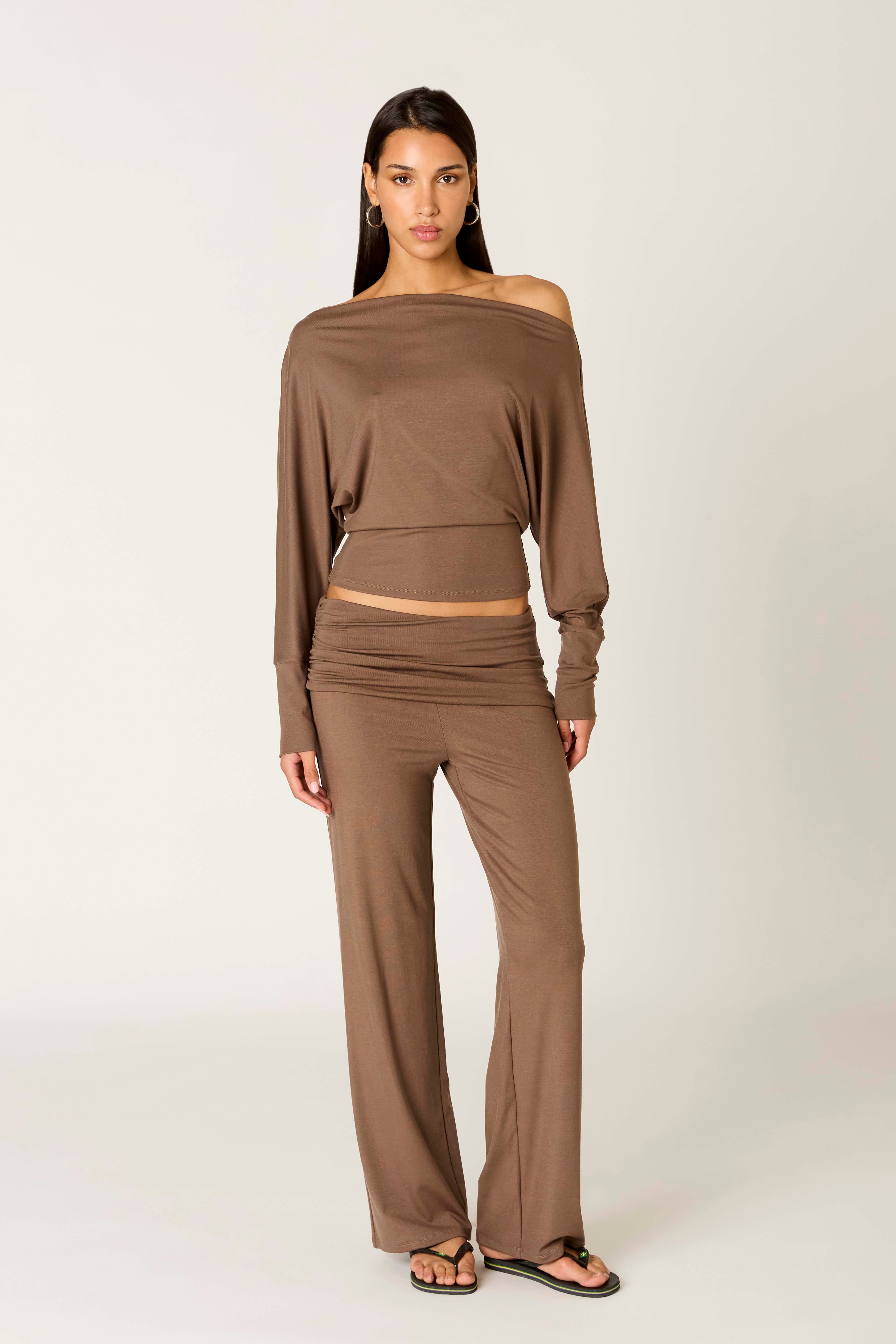 Delfina Pant in sable front view