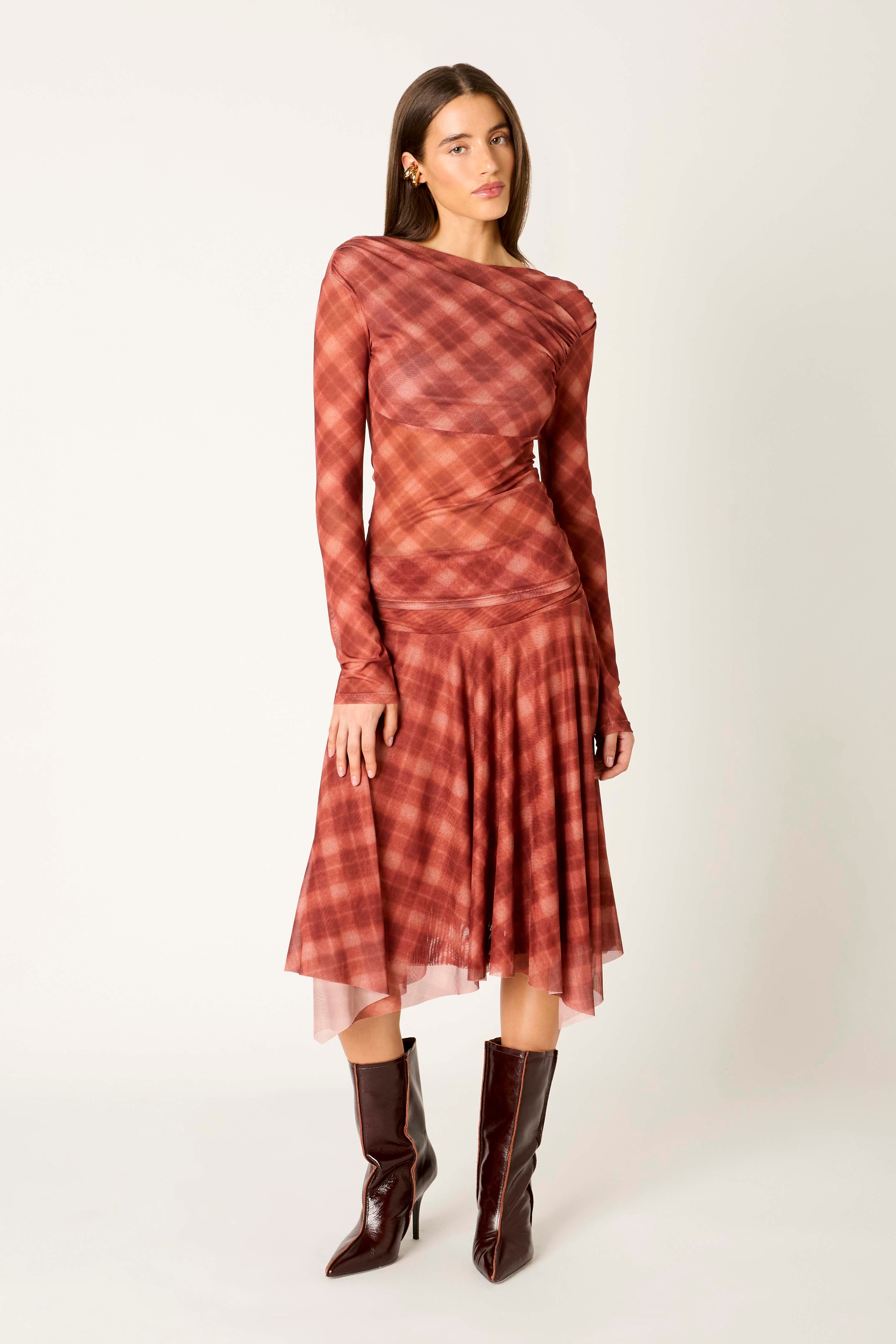 Eme Skirt in cinnamon front view