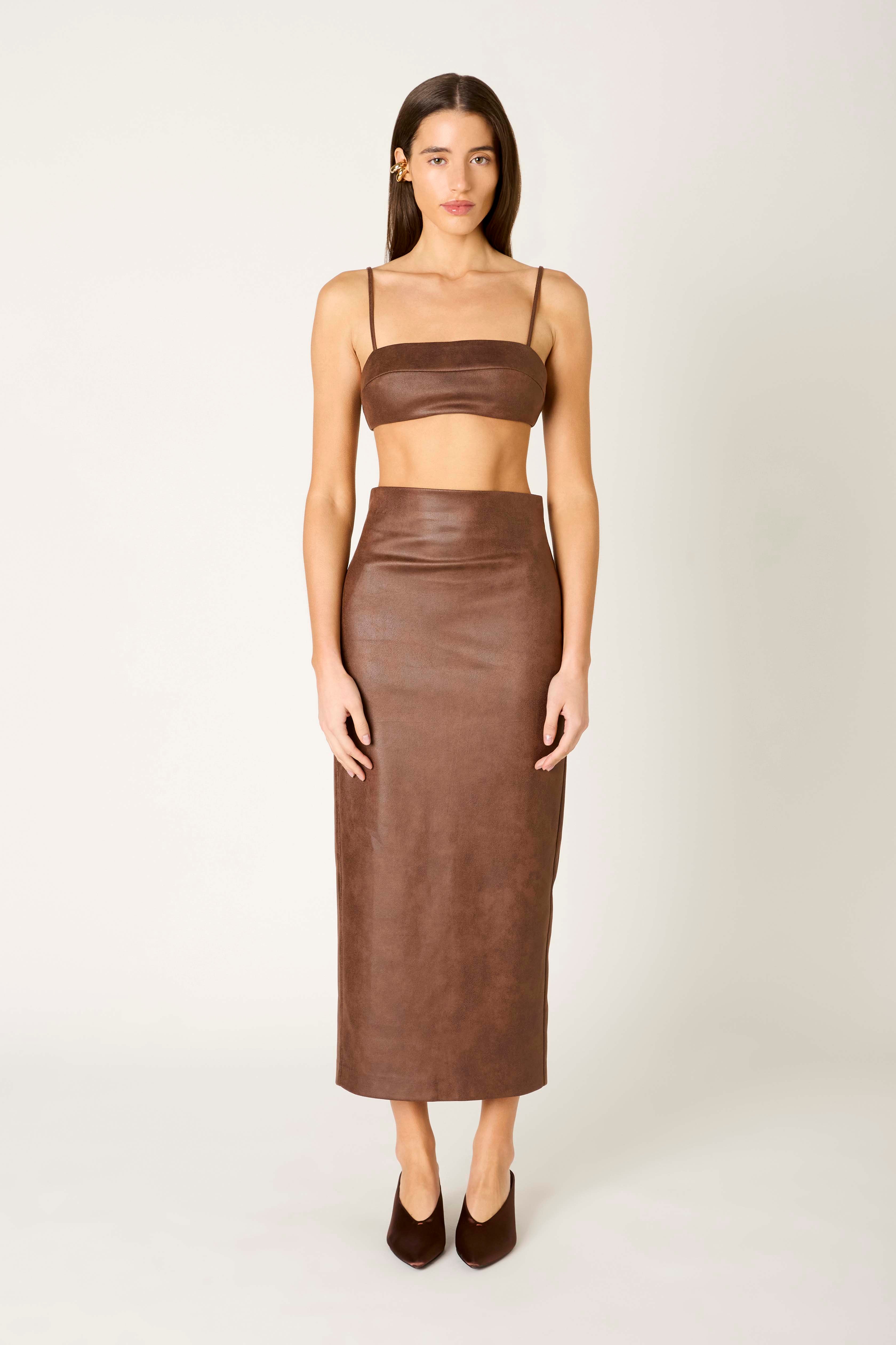 Elodie Skirt in brown front view