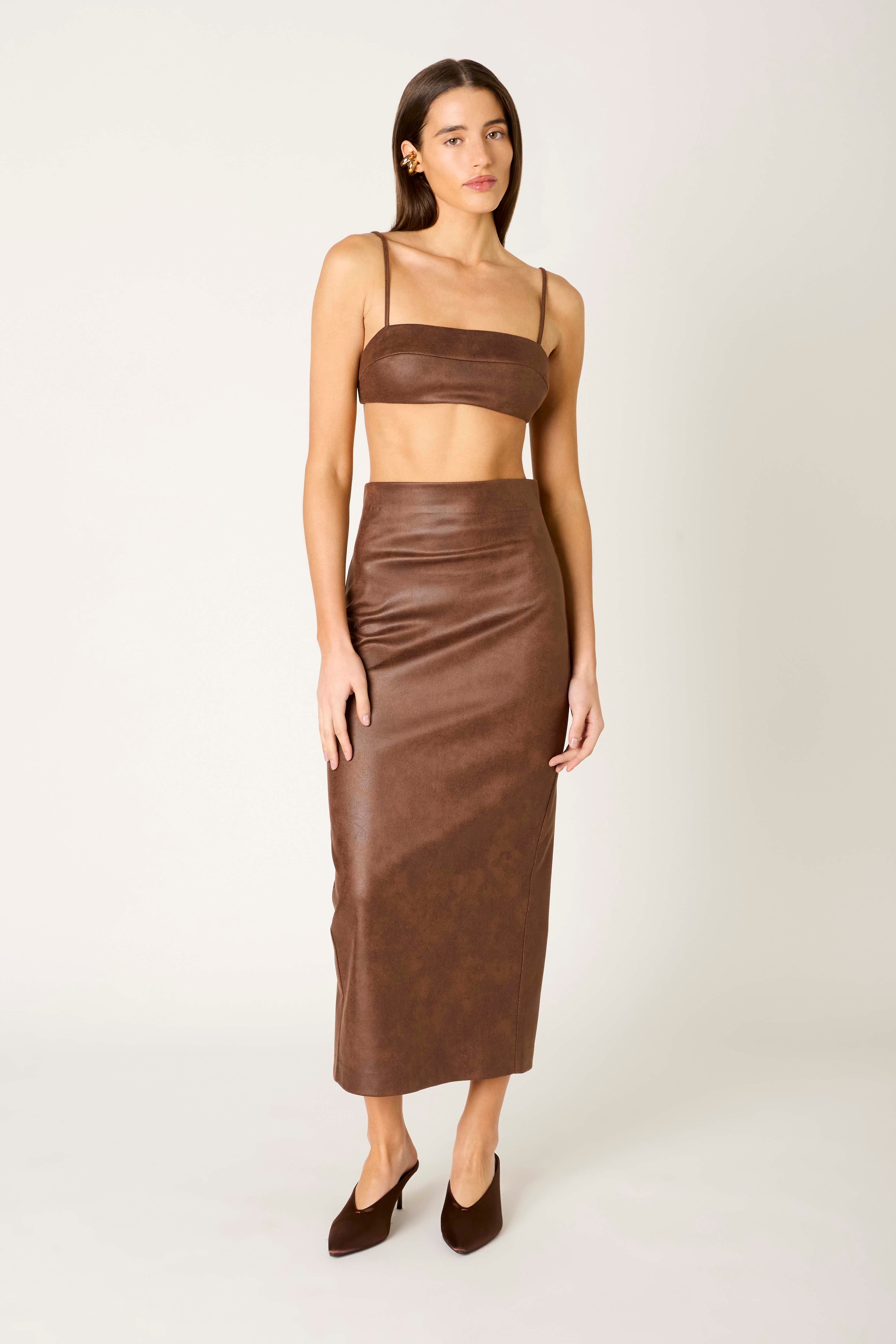 Elodie Skirt in brown front view