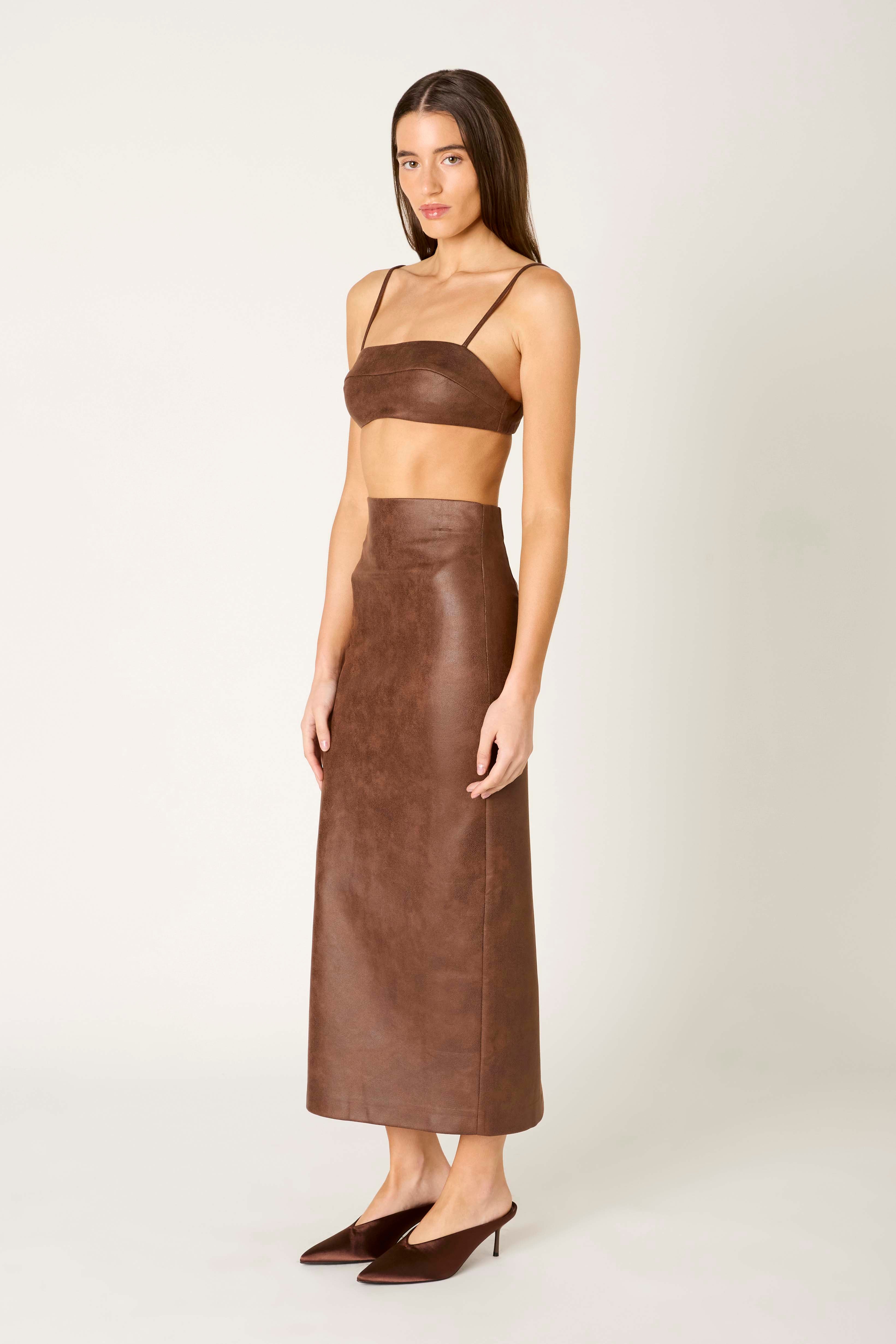 Elodie Skirt in brown side view