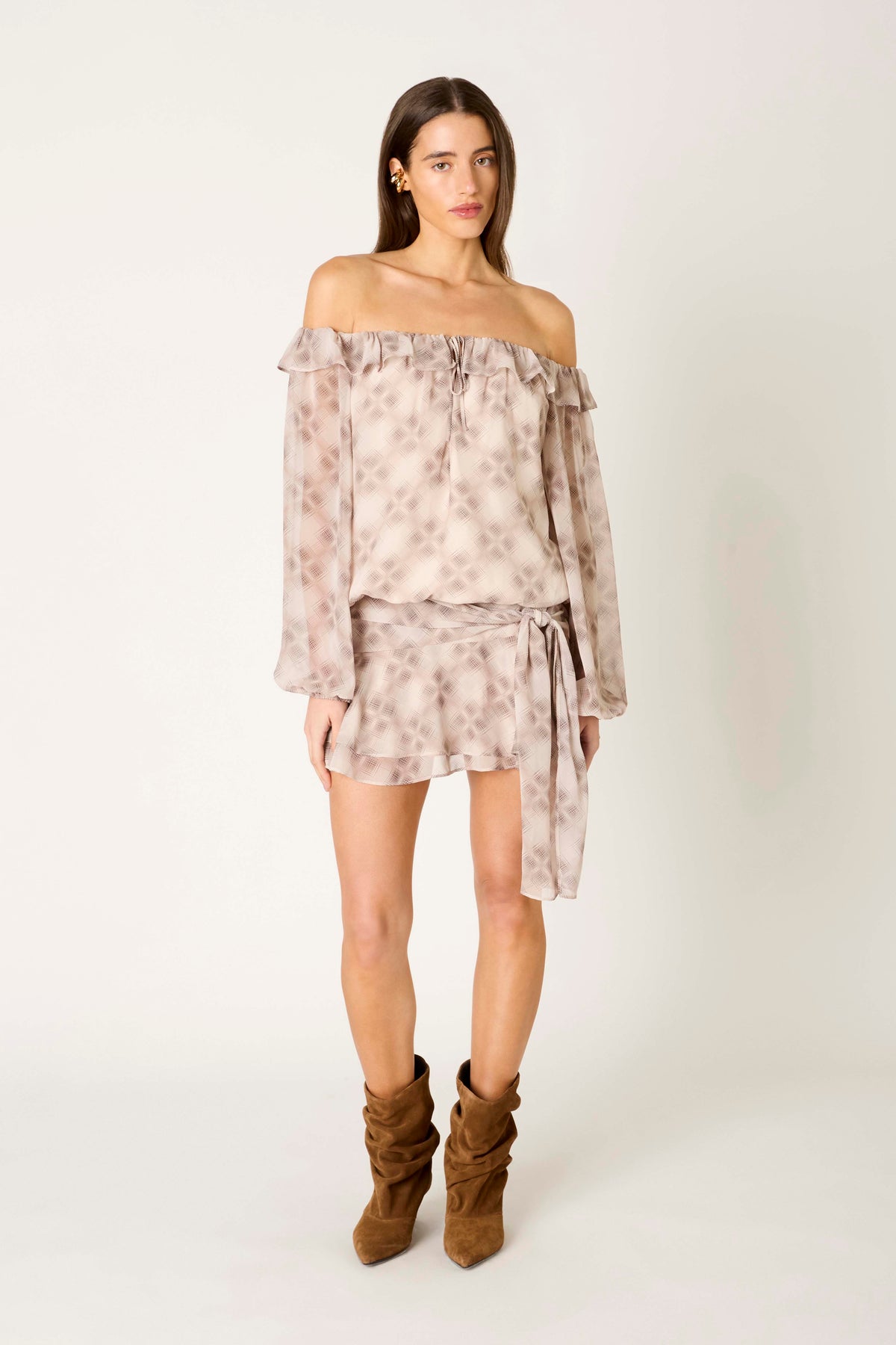 Encina Skirt in taupe multi front view