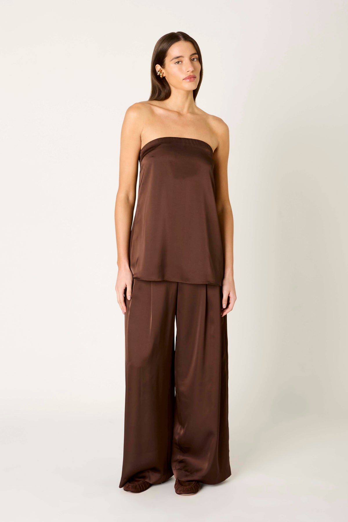 Hartfield Pant in chocolate front view