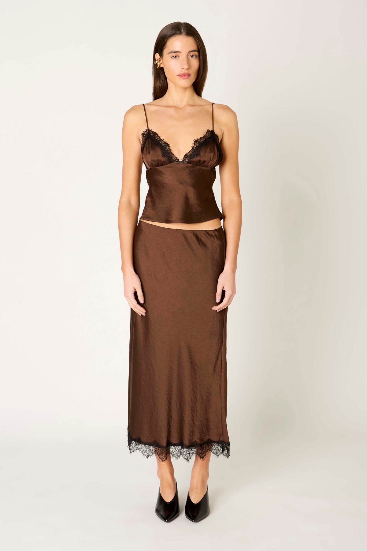 Brontë Skirt in chocolate front view