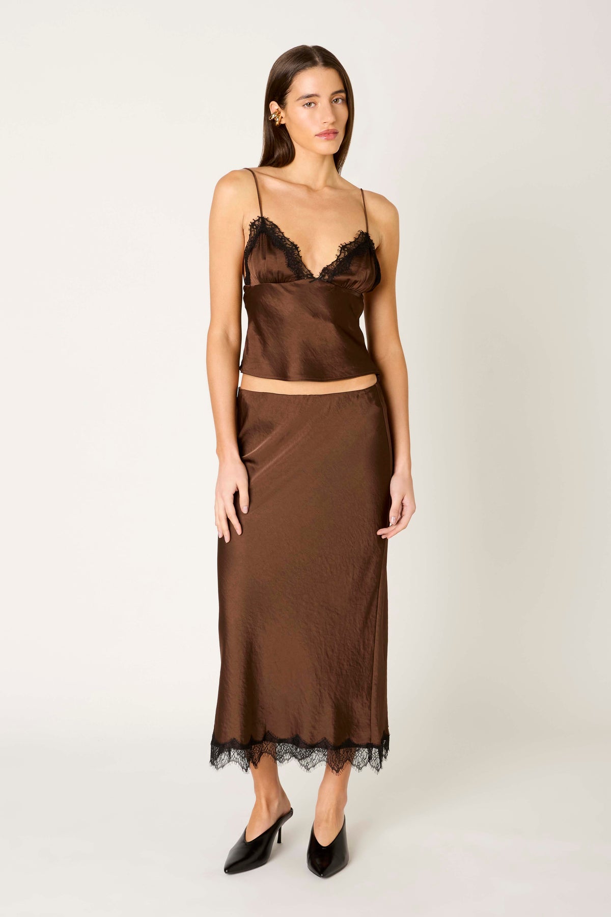 Brontë Skirt in chocolate front view