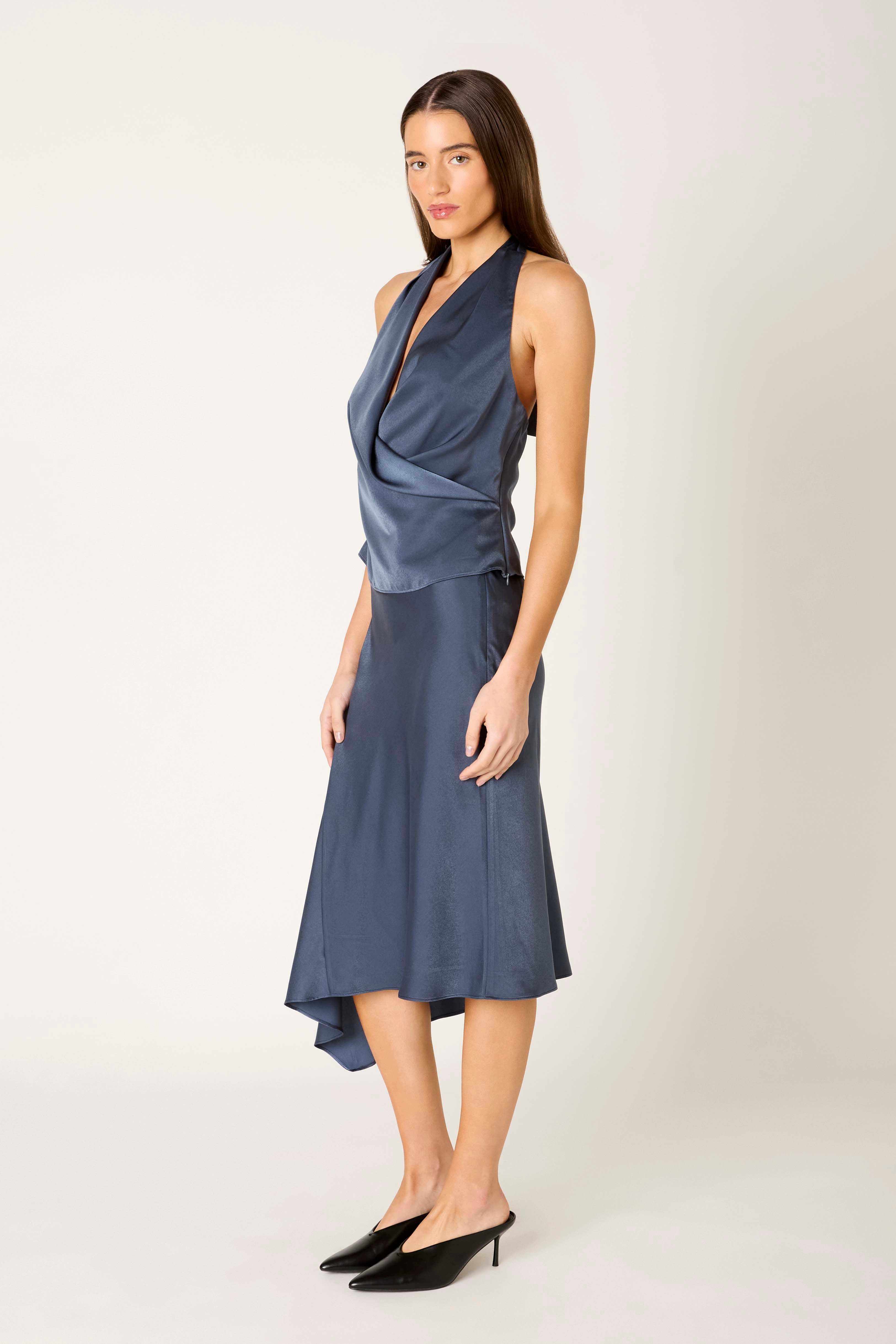 Portia Skirt in grey blue side view