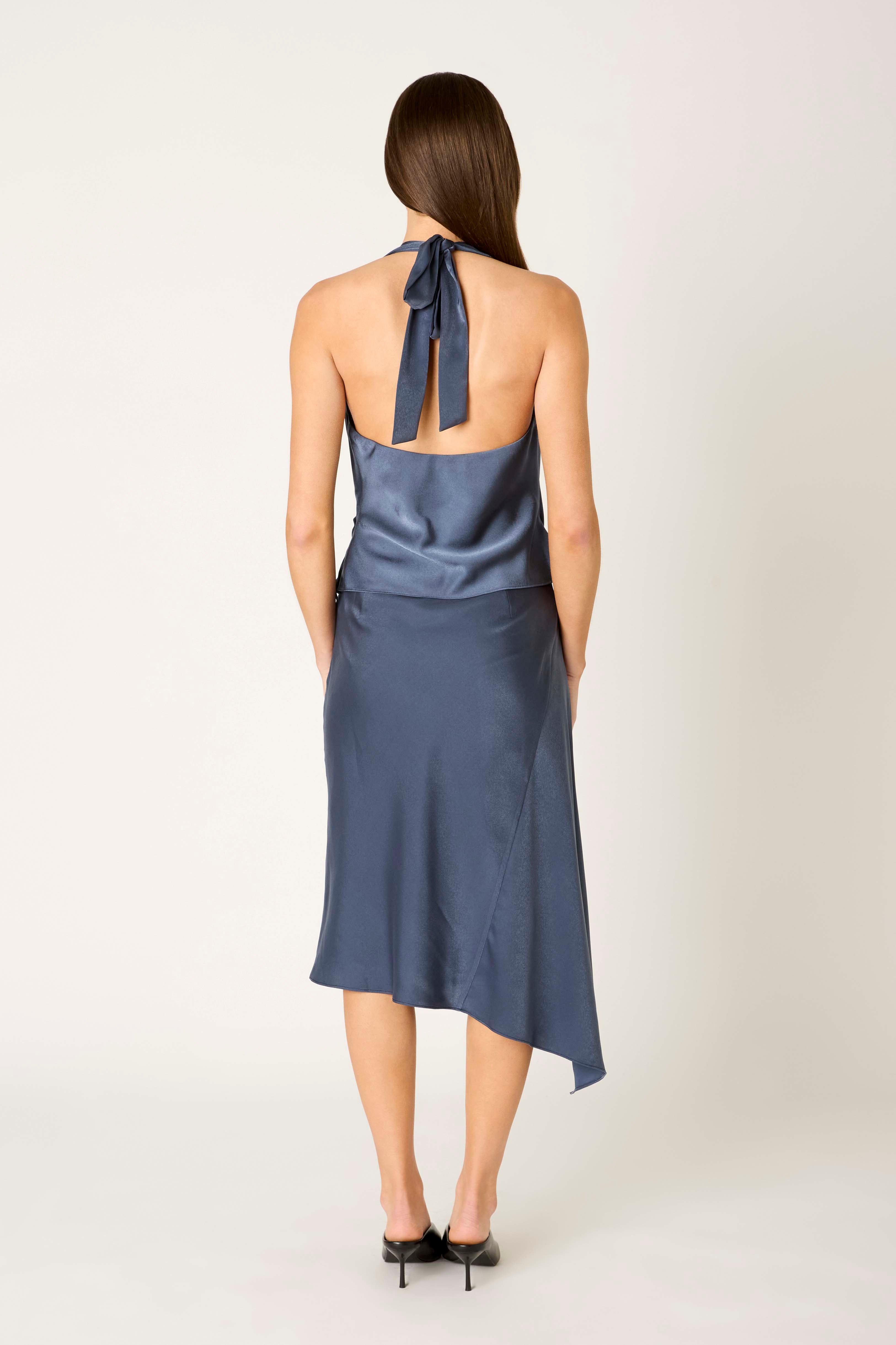 Portia Skirt in grey blue back view
