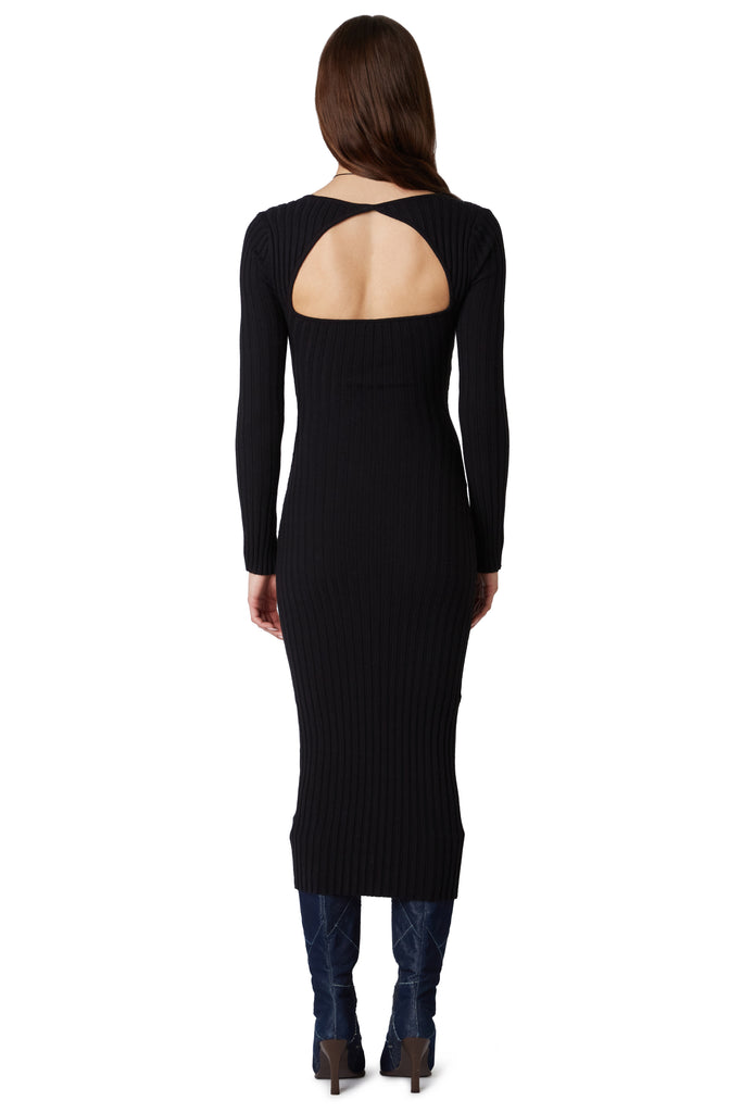 Tanya Sweater Dress in Black back view