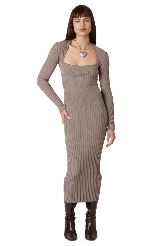 Tanya Sweater Dress in Truffle front view 2