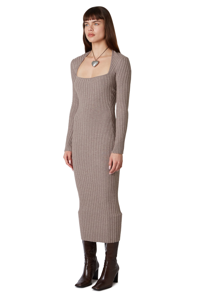 Tanya Sweater Dress in Truffle side view