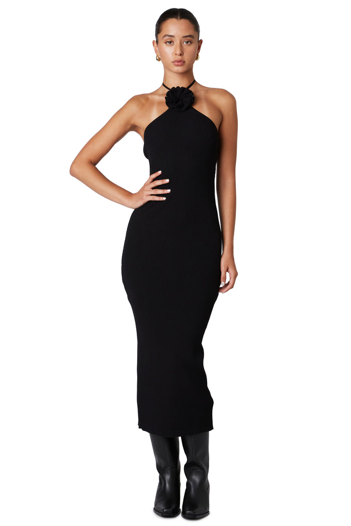 Coeur Knit Dress in Black front view 2