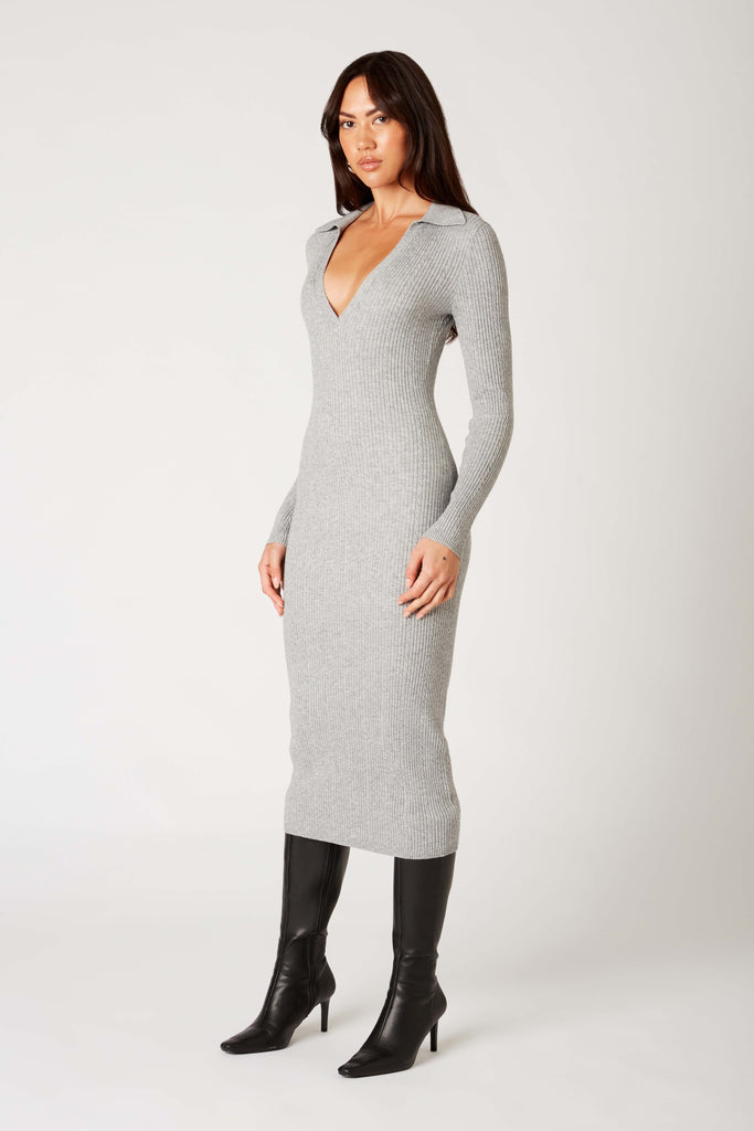 Catherine Sweater Dress in heather grey side view