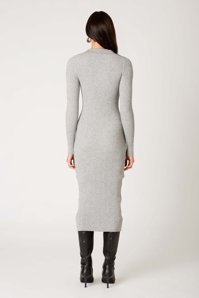 Catherine Sweater Dress in heather grey back view