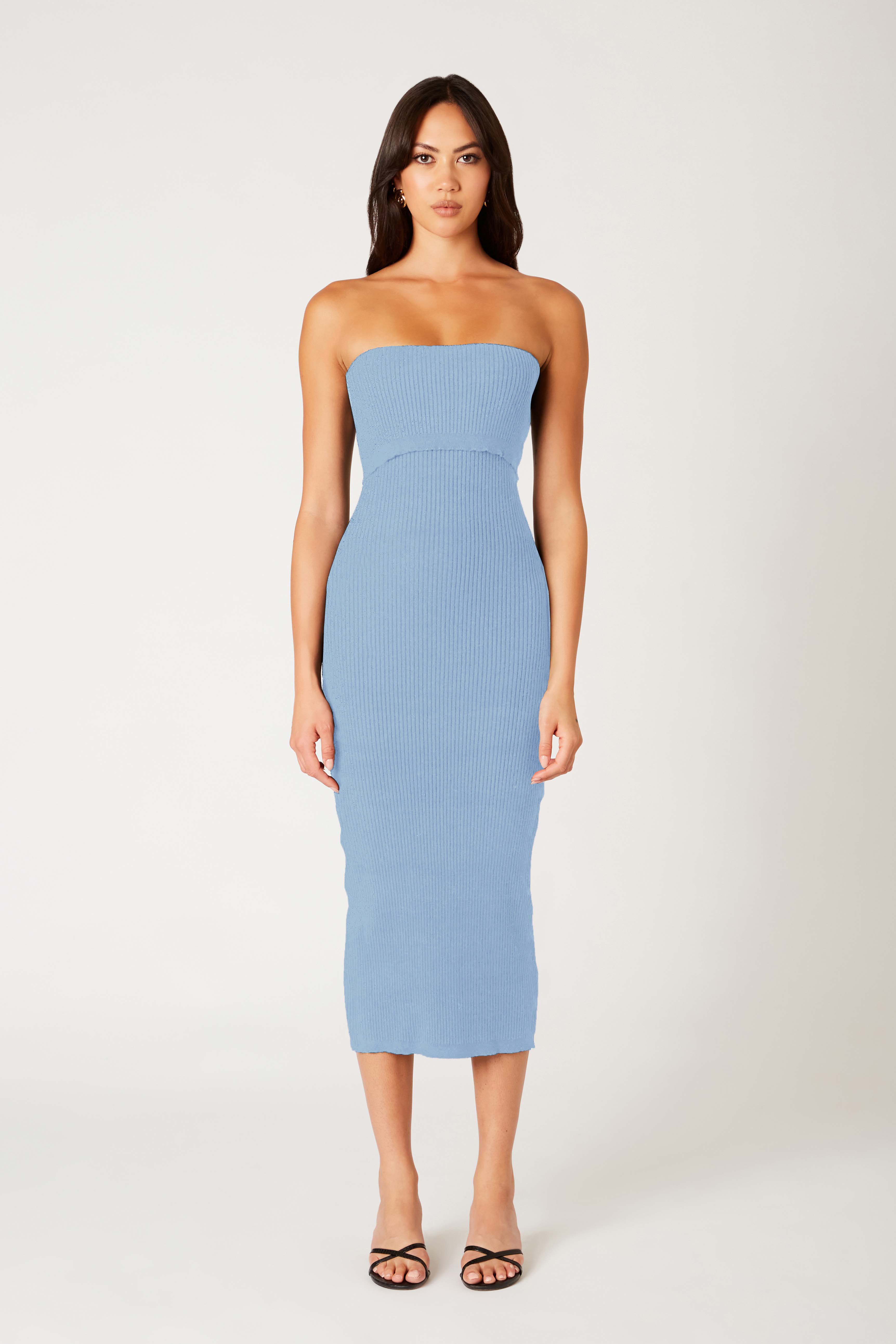 Emory Dress in chambray front view