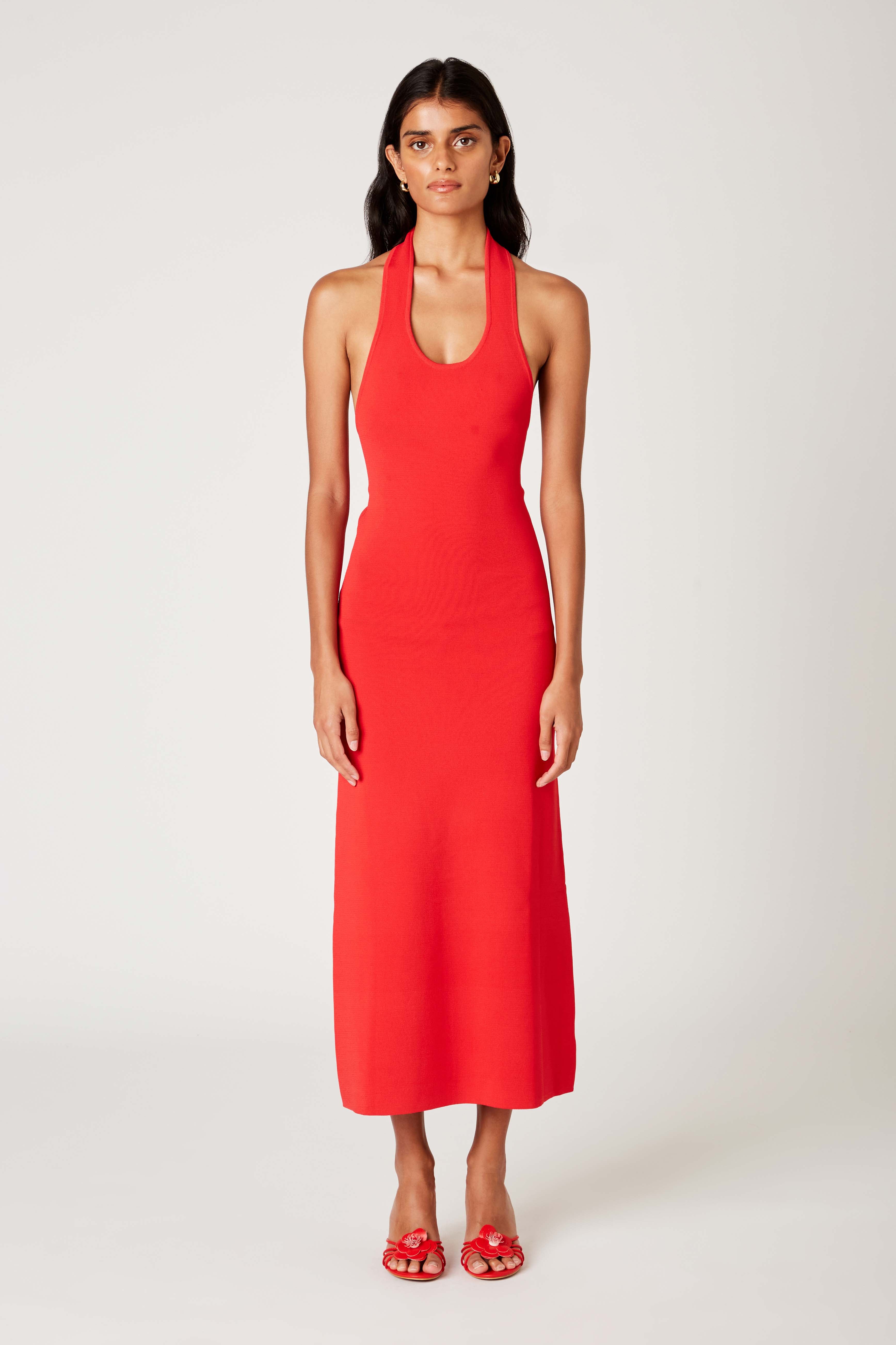 Tamia Knit Dress in cherry front view
