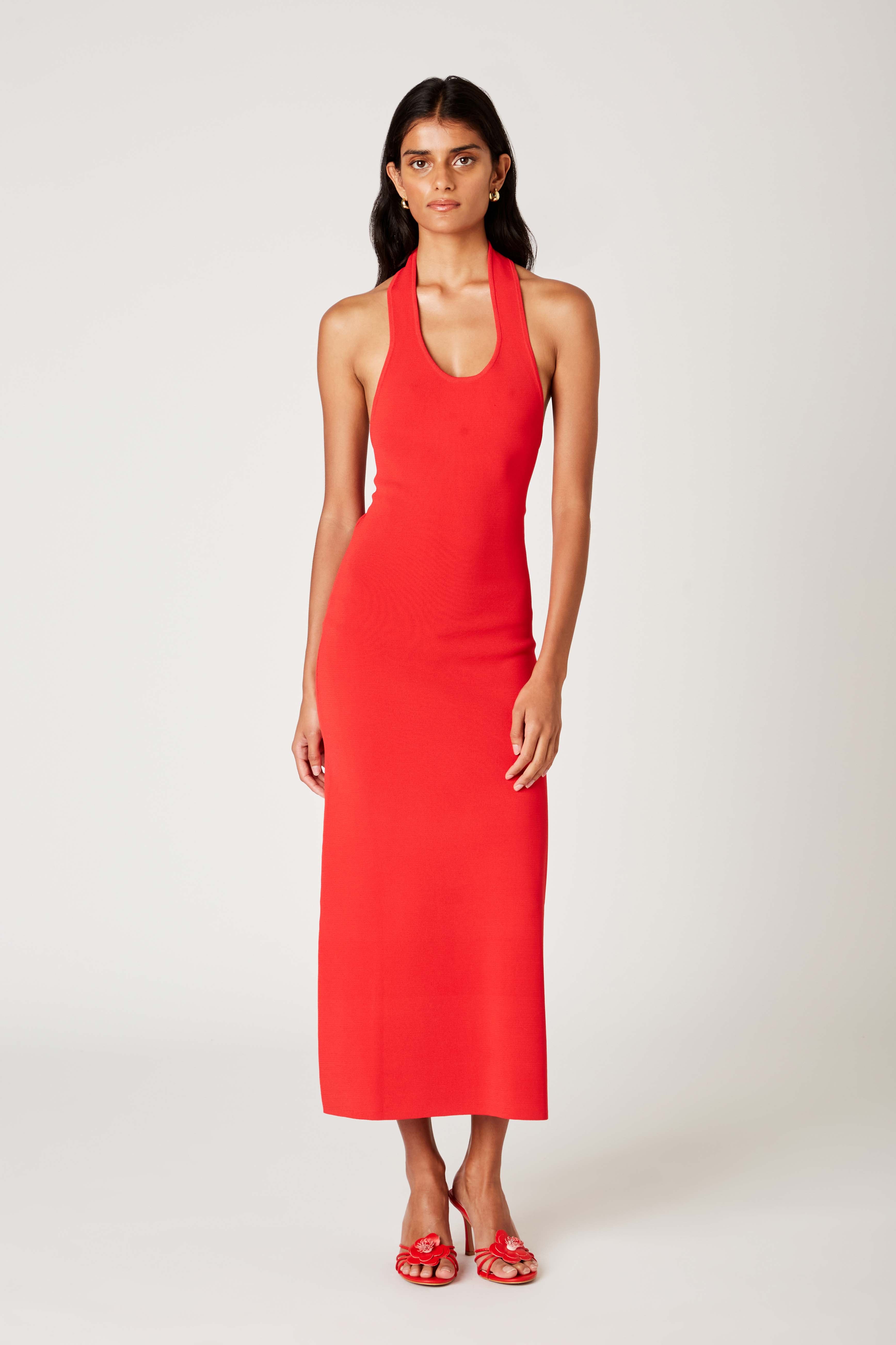 Tamia Knit Dress in cherry front view