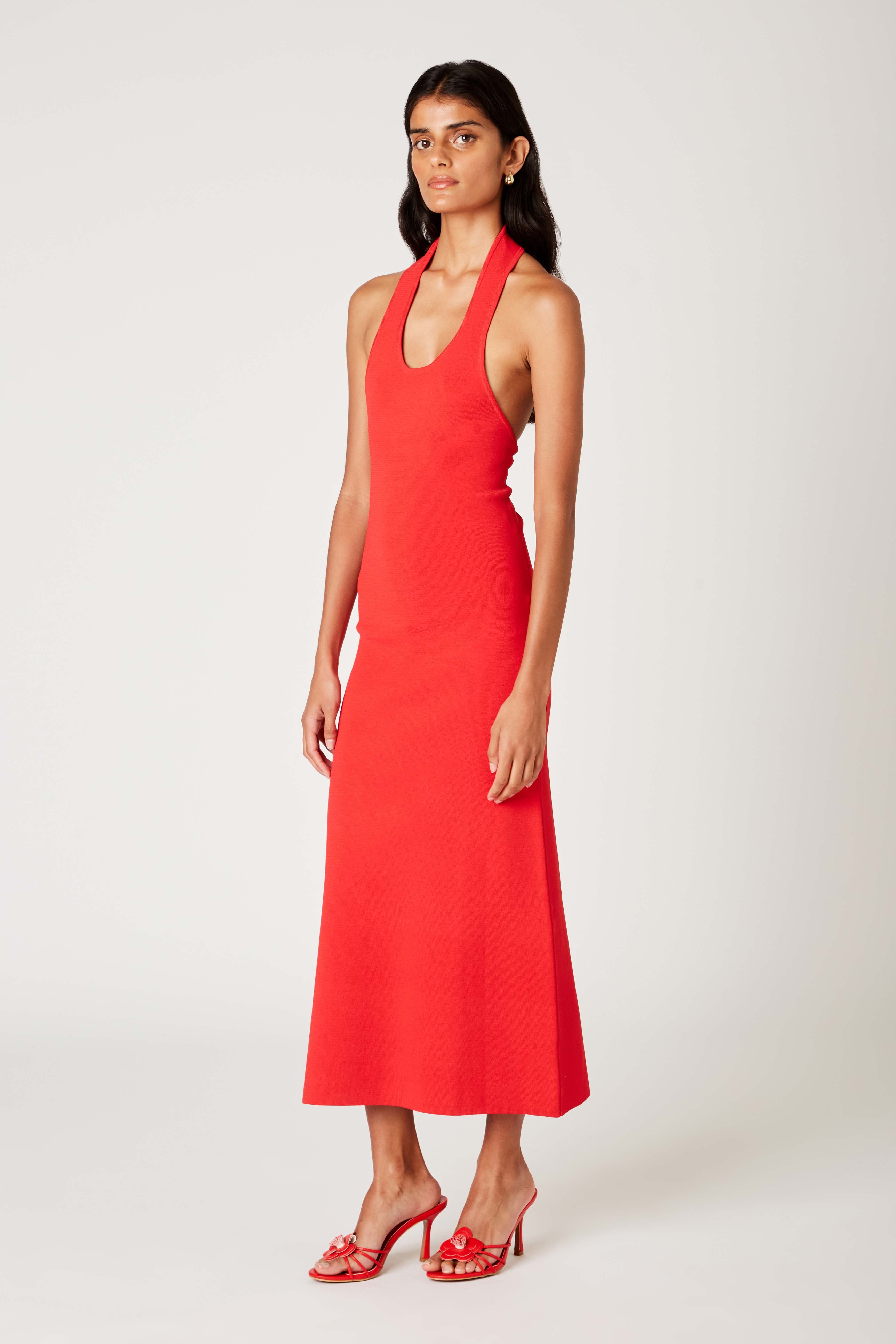 Tamia Knit Dress in cherry side view