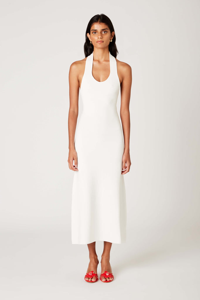 Tamia Knit Dress in white front view