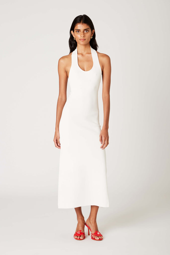 Tamia Knit Dress in white front view