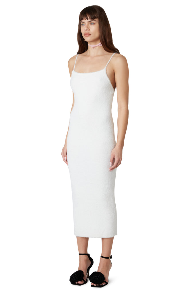 Open Back Knit Dress in white side view