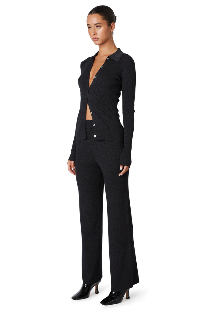 Willow Sweater Pant - Lurex in black side view