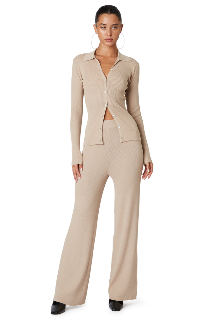 Willow Sweater Pant - Lurex in nude front view 2
