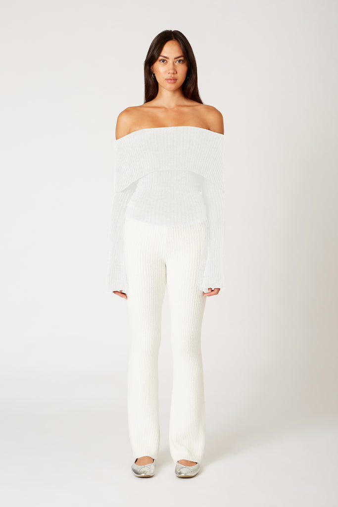 Knit Sweater Pant in ivory front view