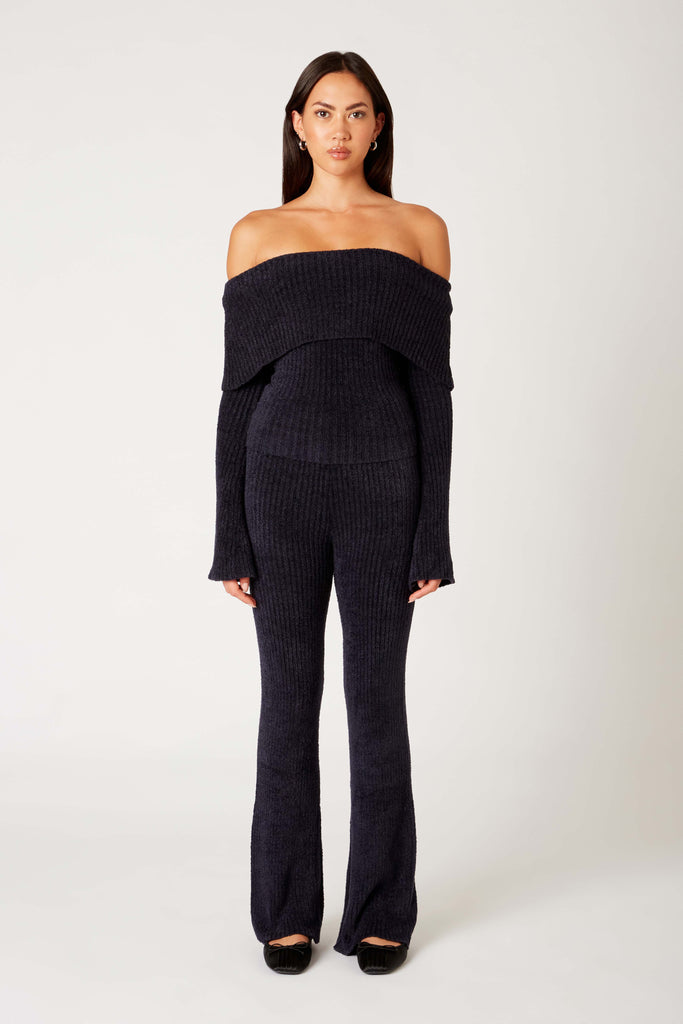 Knit Sweater Pant in midnight front view